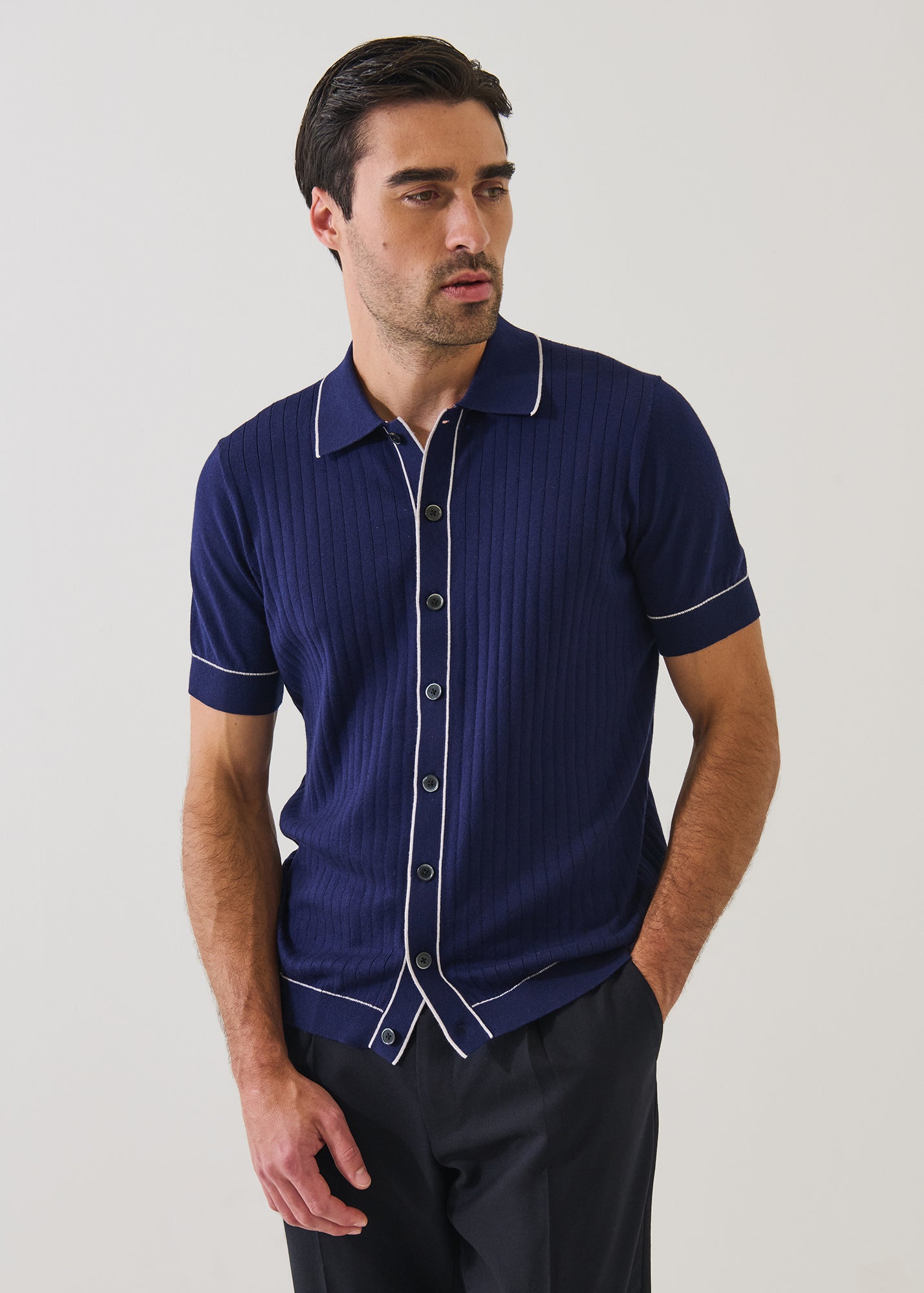 Cotton-Silk Tipped Short Sleeve Knit Shirt