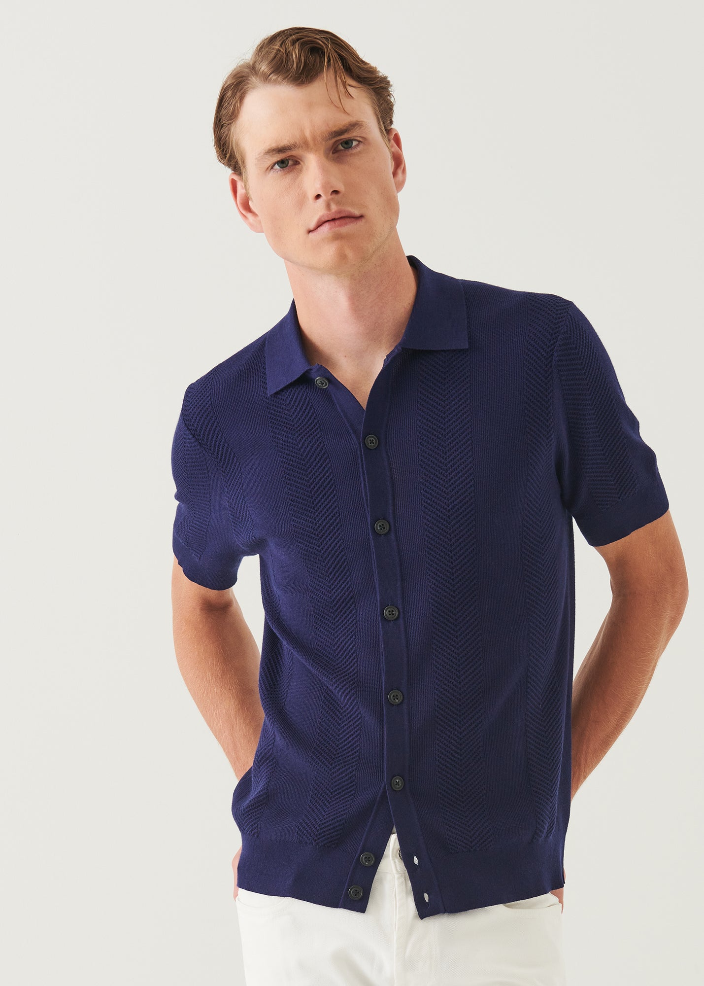 Cotton Cashmere Blend Knit Shirt