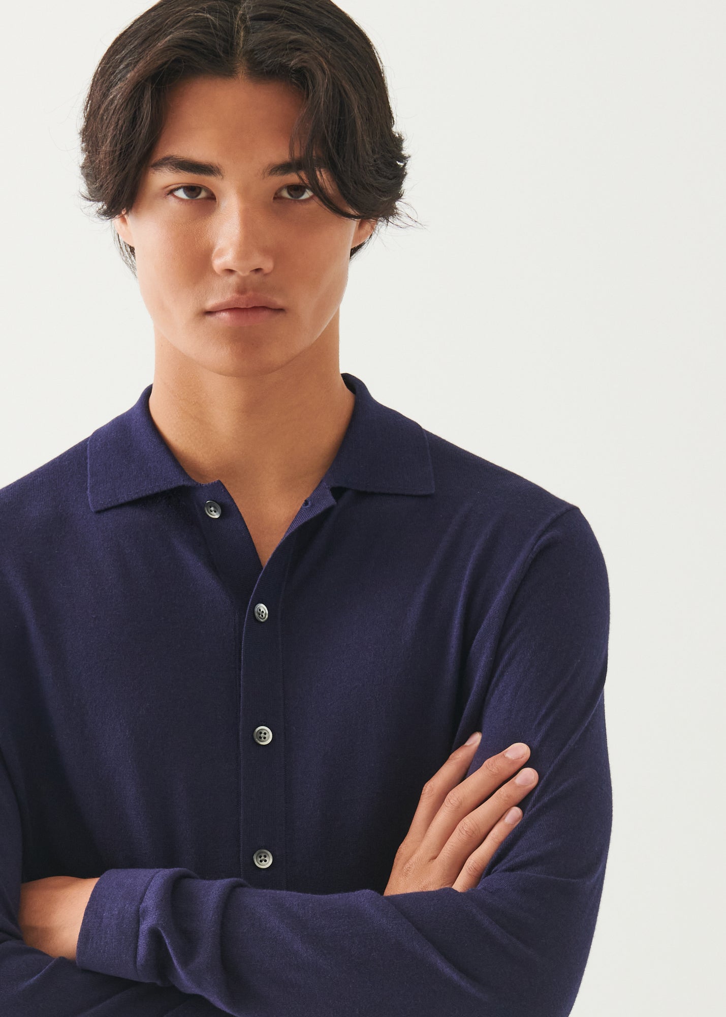 Cotton Cashmere Button Front Shirt - PATRICK ASSARAF