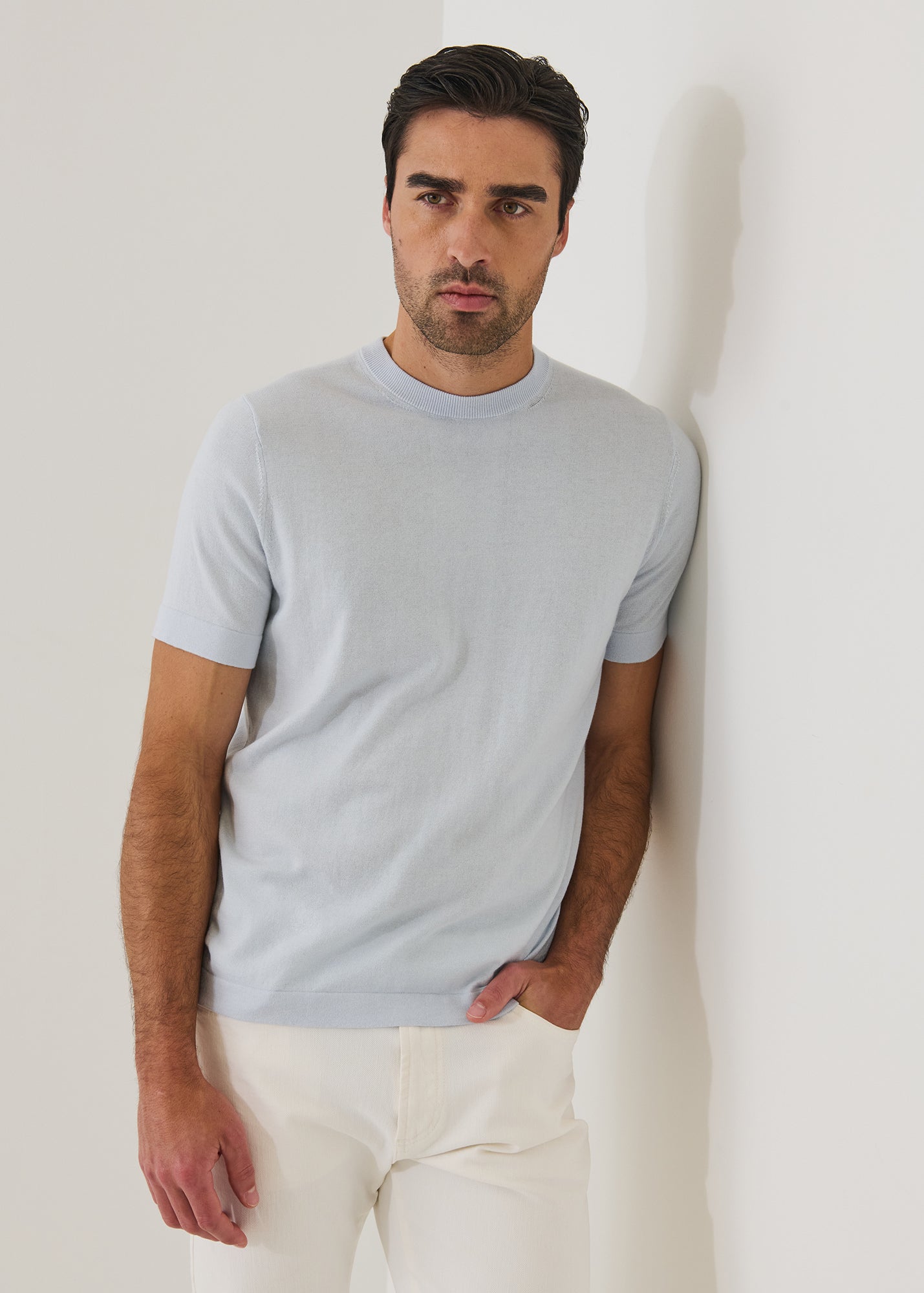 Cotton Blend Short Sleeve Crewneck
