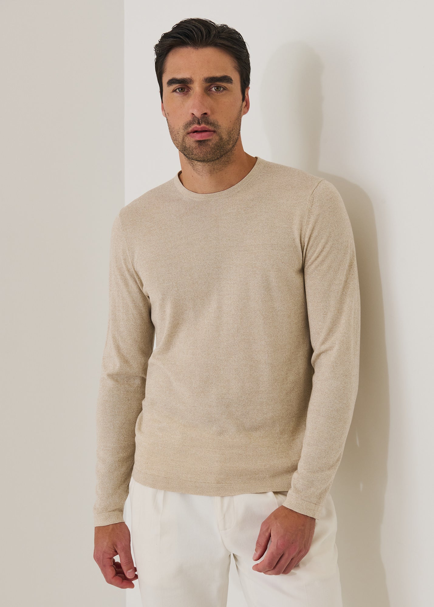 Cotton-Cupro Long Sleeve Crewneck