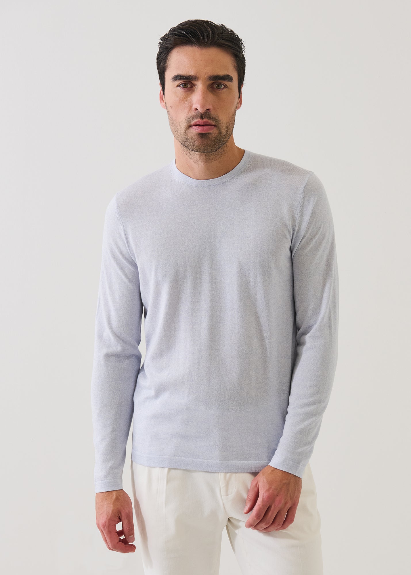Cotton-Cupro Long Sleeve Crewneck