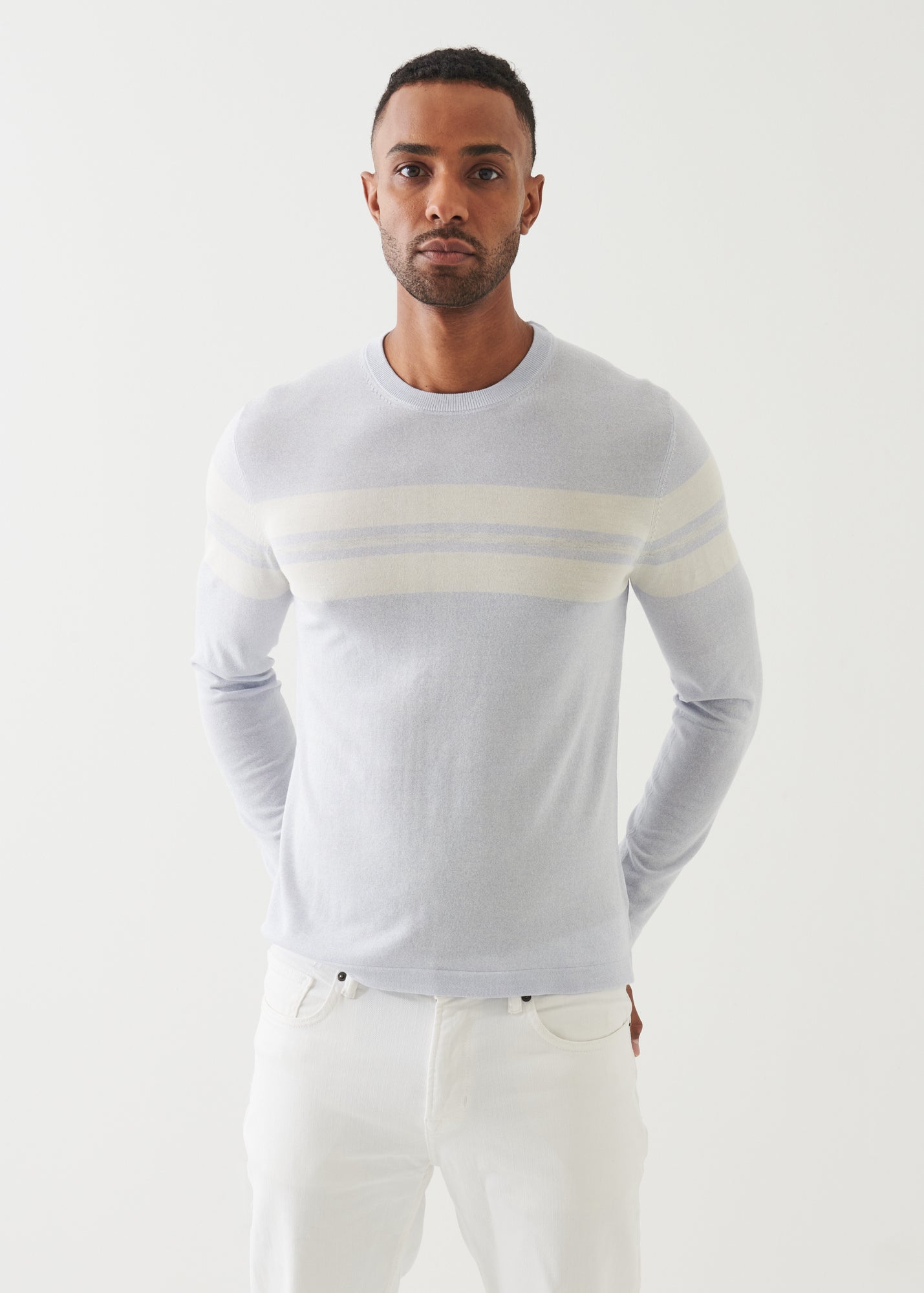 Cotton Cupro Striped Crewneck - PATRICK ASSARAF