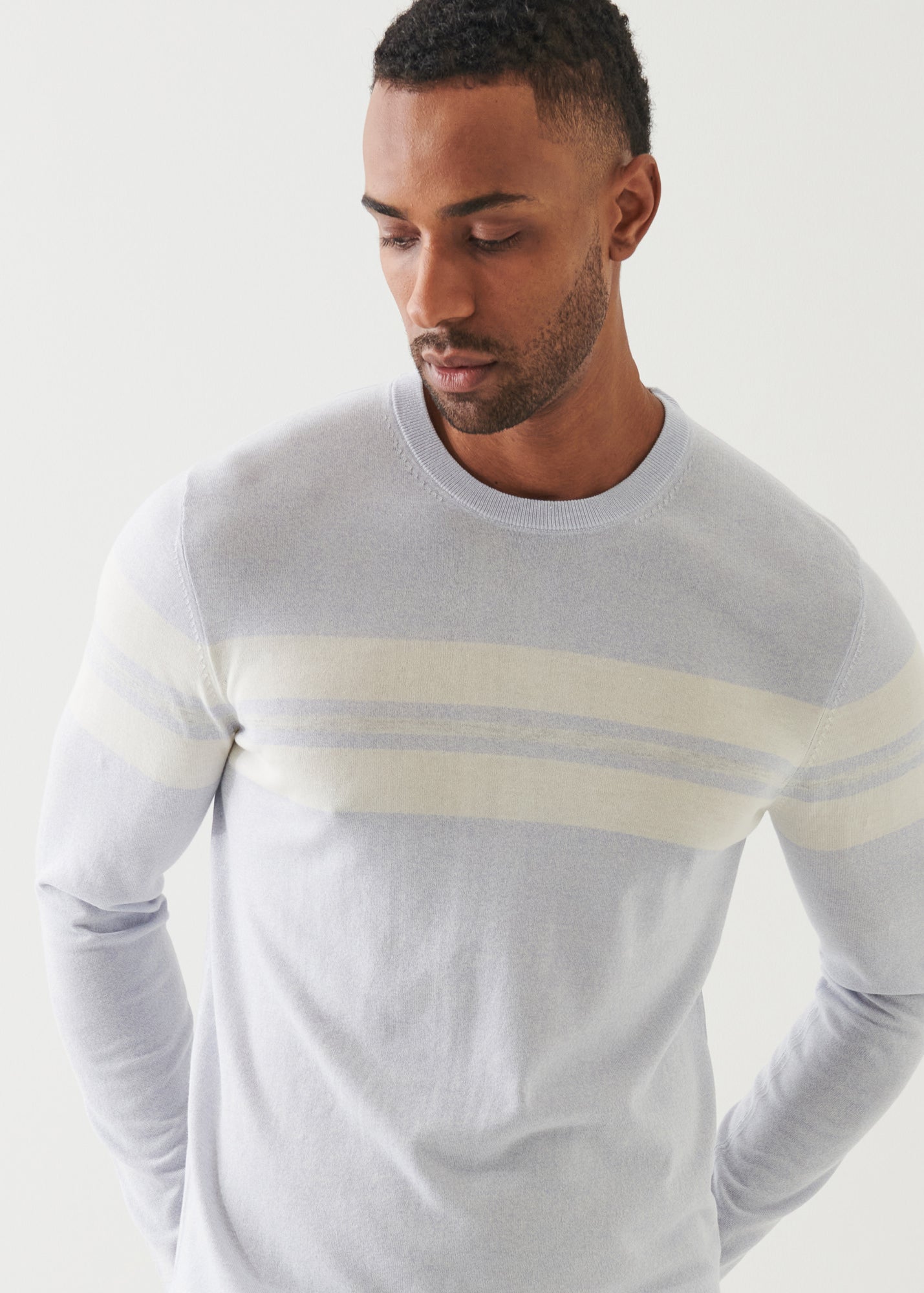 Cotton Cupro Striped Crewneck - PATRICK ASSARAF