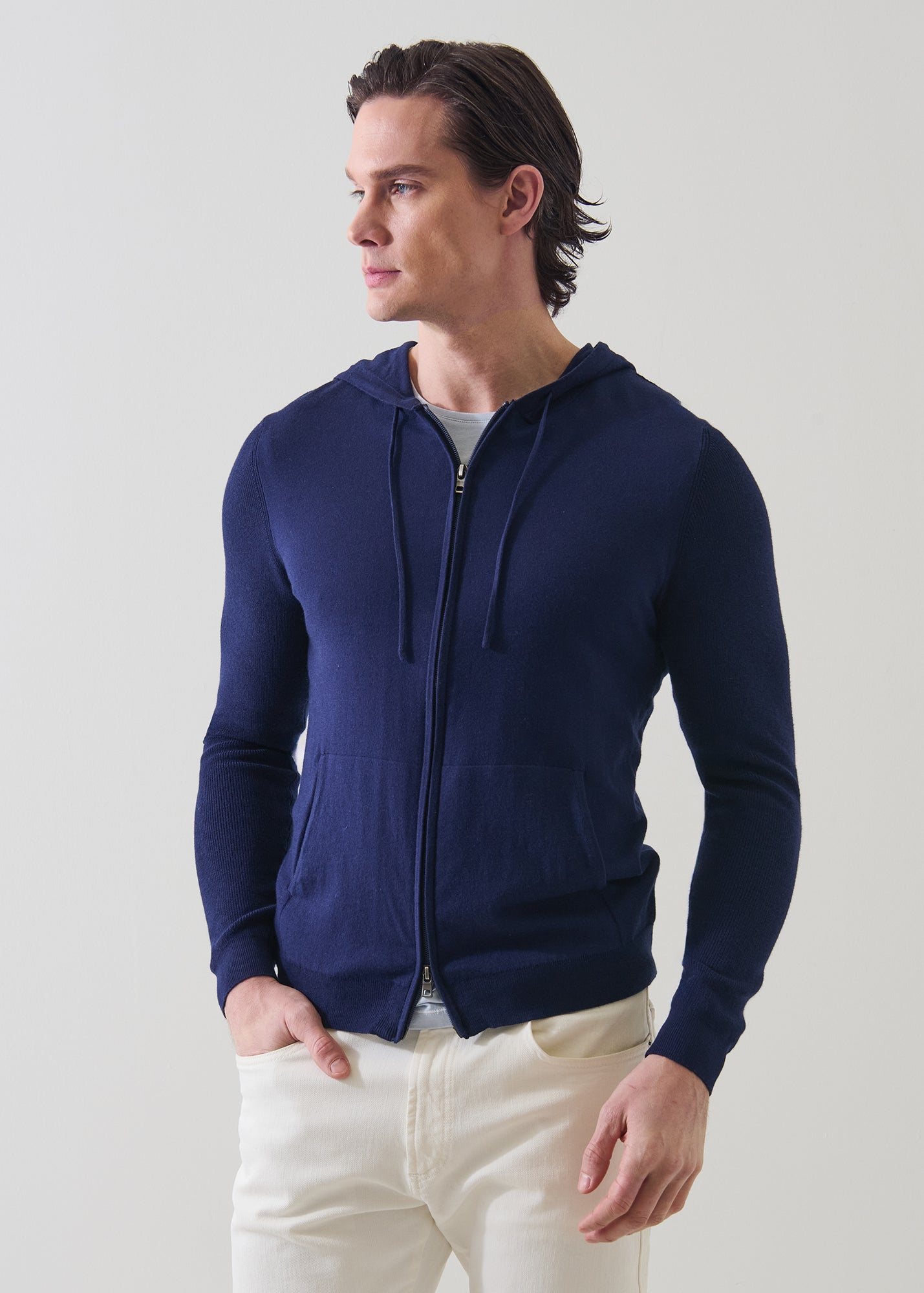 Cotton Cashmere Full Zip Hoodie - PATRICK ASSARAF