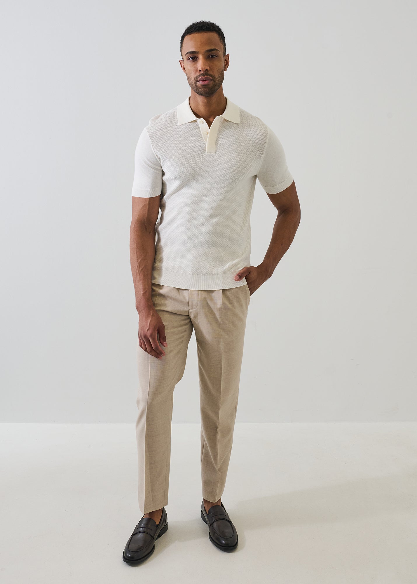 Cotton-Silk Blend Textured Knit Polo - PATRICK ASSARAF