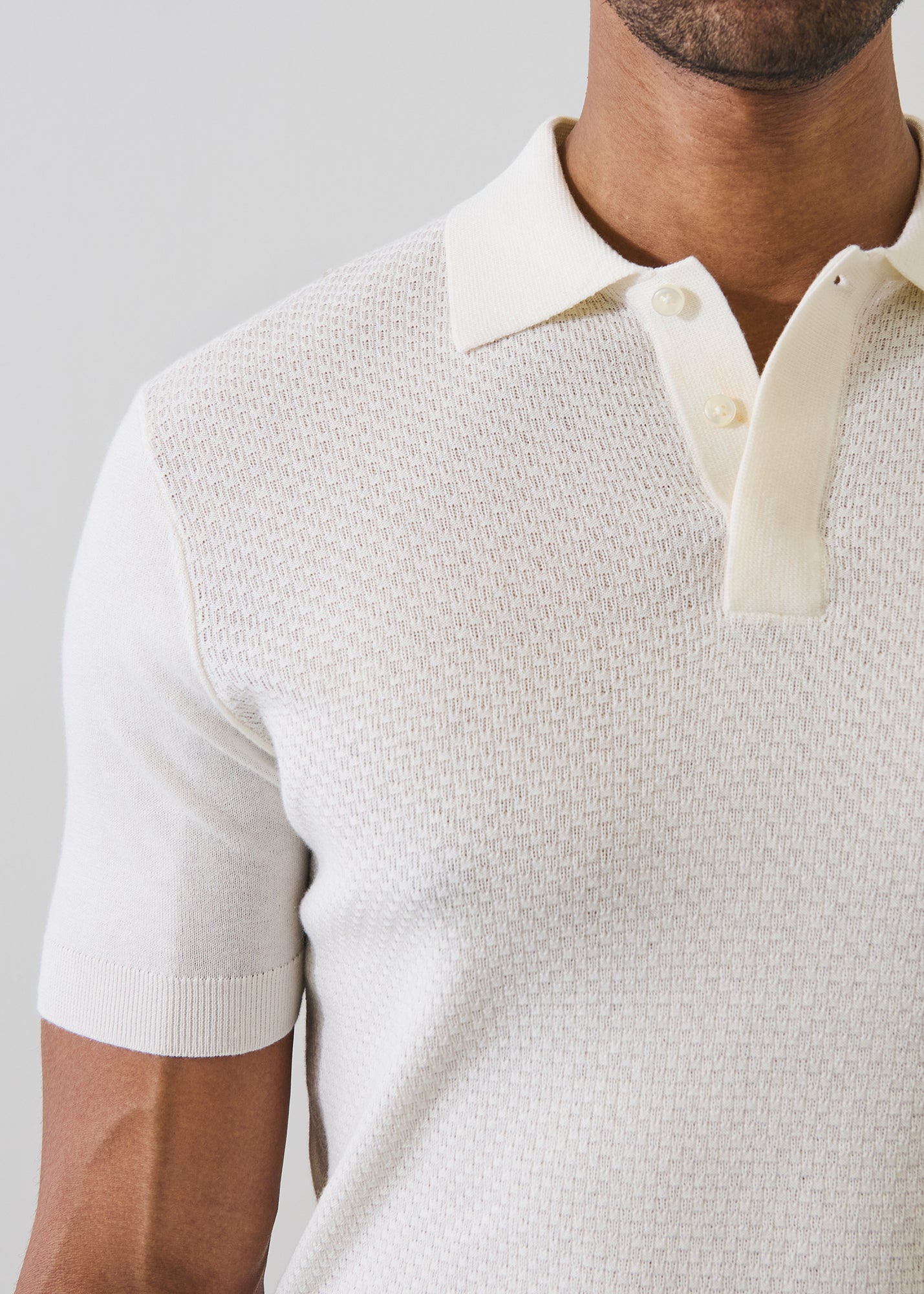 Cotton-Silk Blend Textured Knit Polo - PATRICK ASSARAF