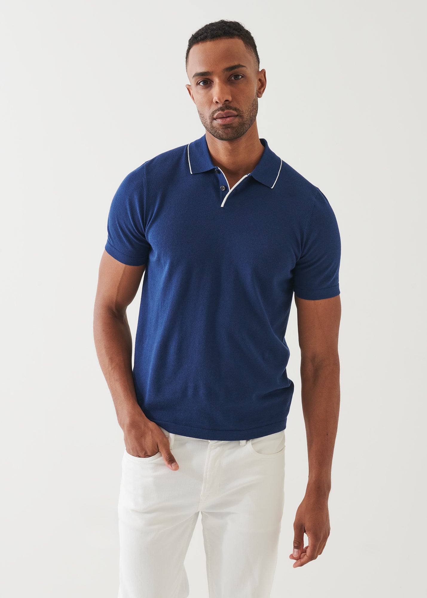 Cotton Cupro Tipped Polo - PATRICK ASSARAF