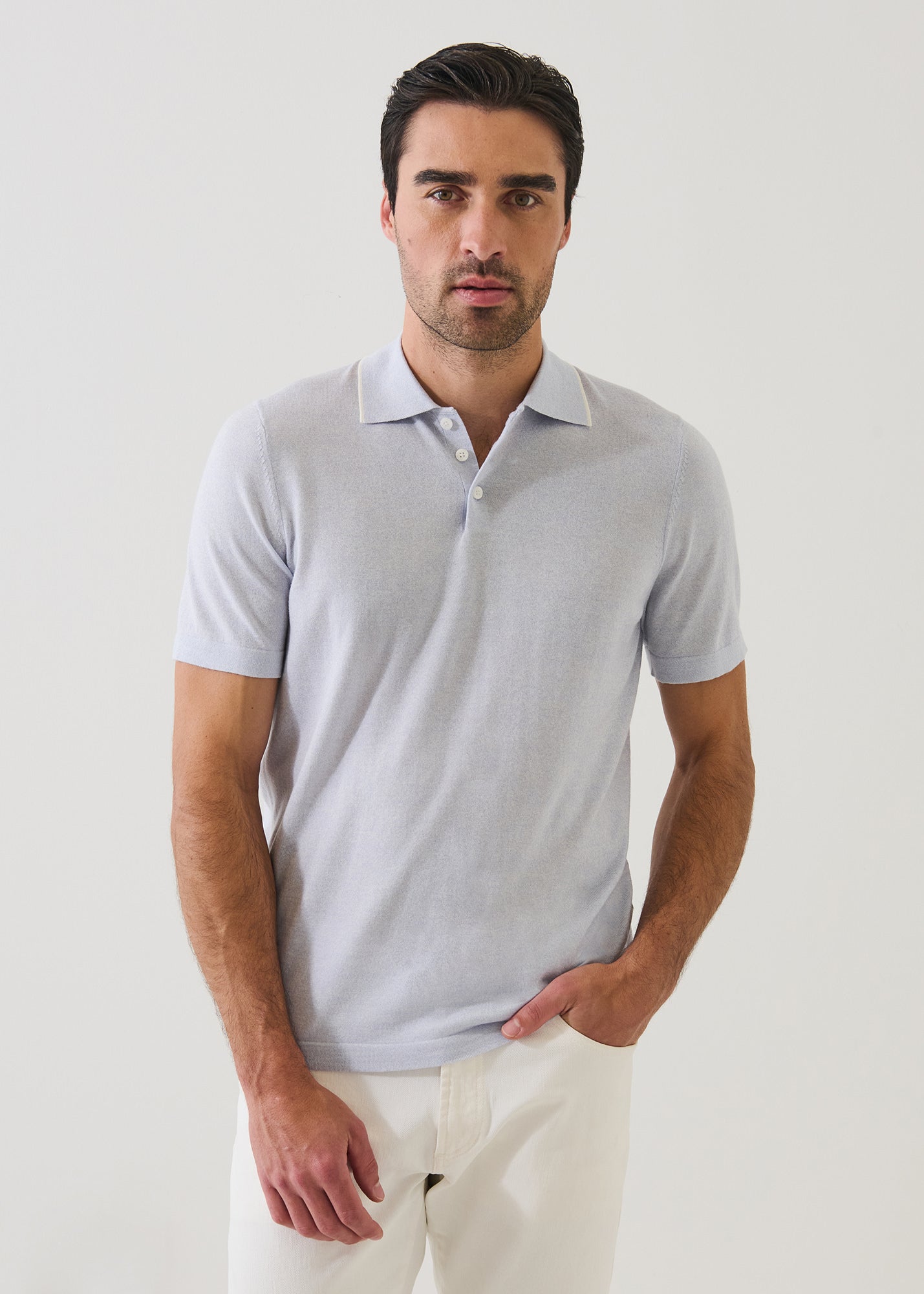 Cotton-Cupro Short Sleeve Tipped Polo - PATRICK ASSARAF