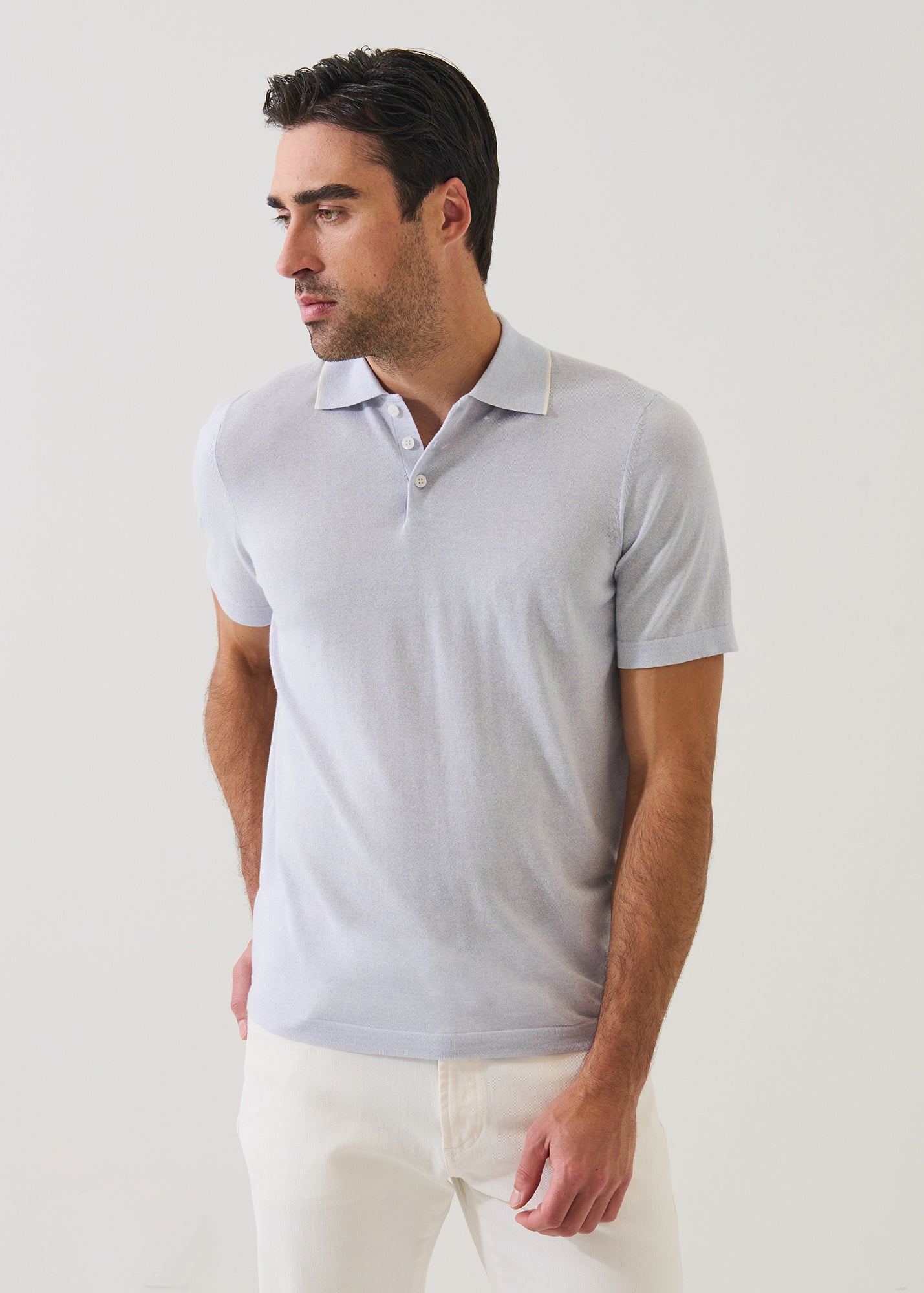 Cotton-Cupro Short Sleeve Tipped Polo - PATRICK ASSARAF