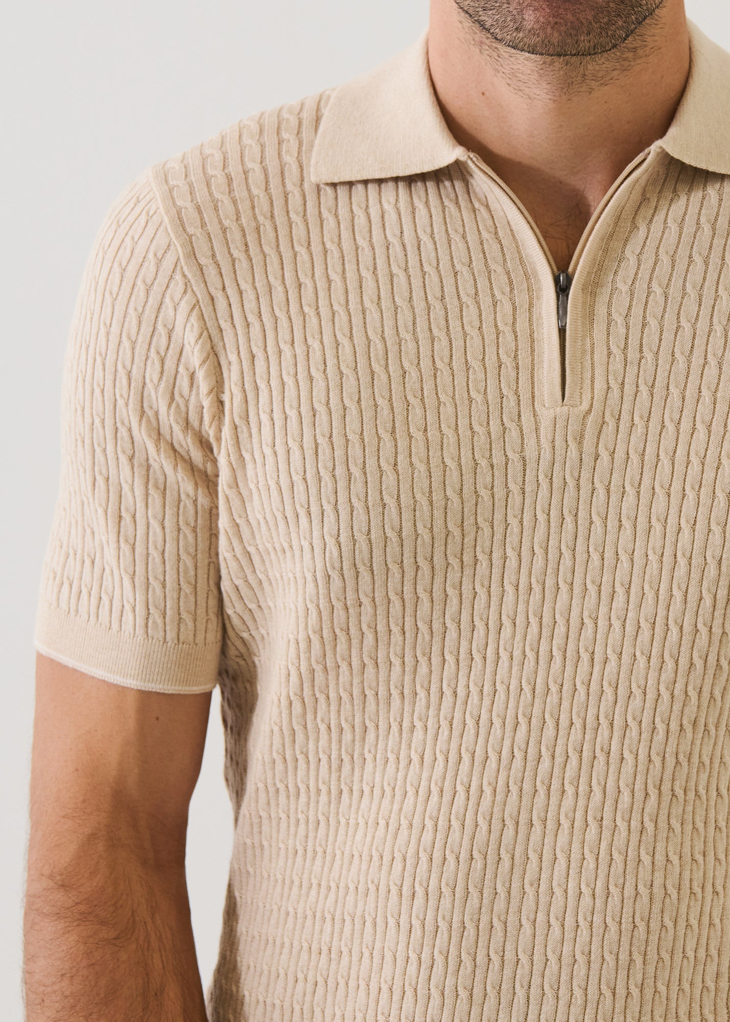 Cotton Blend Baby Cable Zip Polo