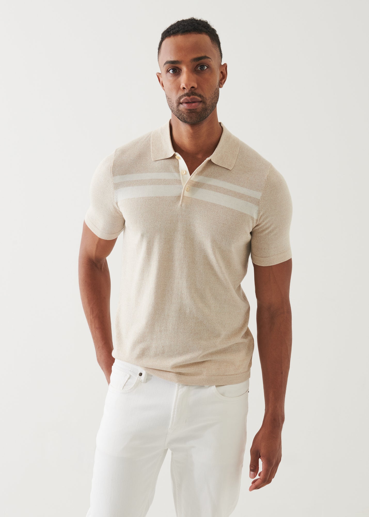 Cotton Cupro Striped Polo - PATRICK ASSARAF