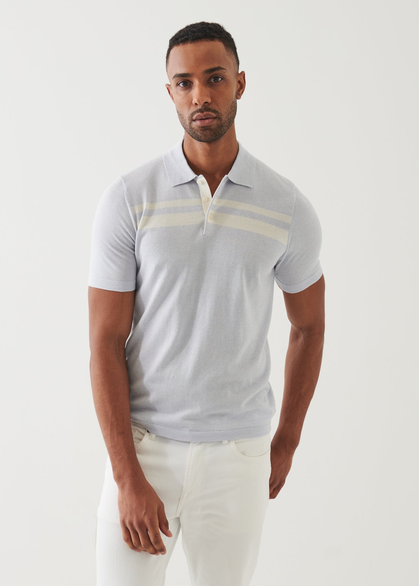 Cotton Cupro Striped Polo - PATRICK ASSARAF