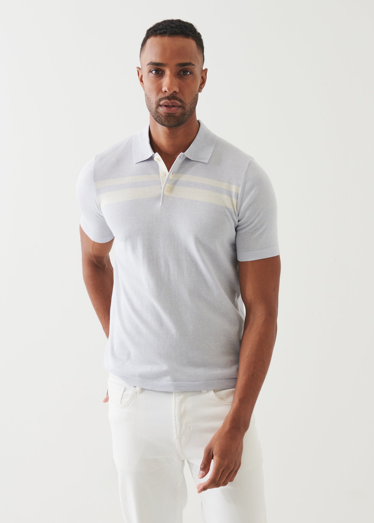 Cotton Cupro Striped Polo - PATRICK ASSARAF