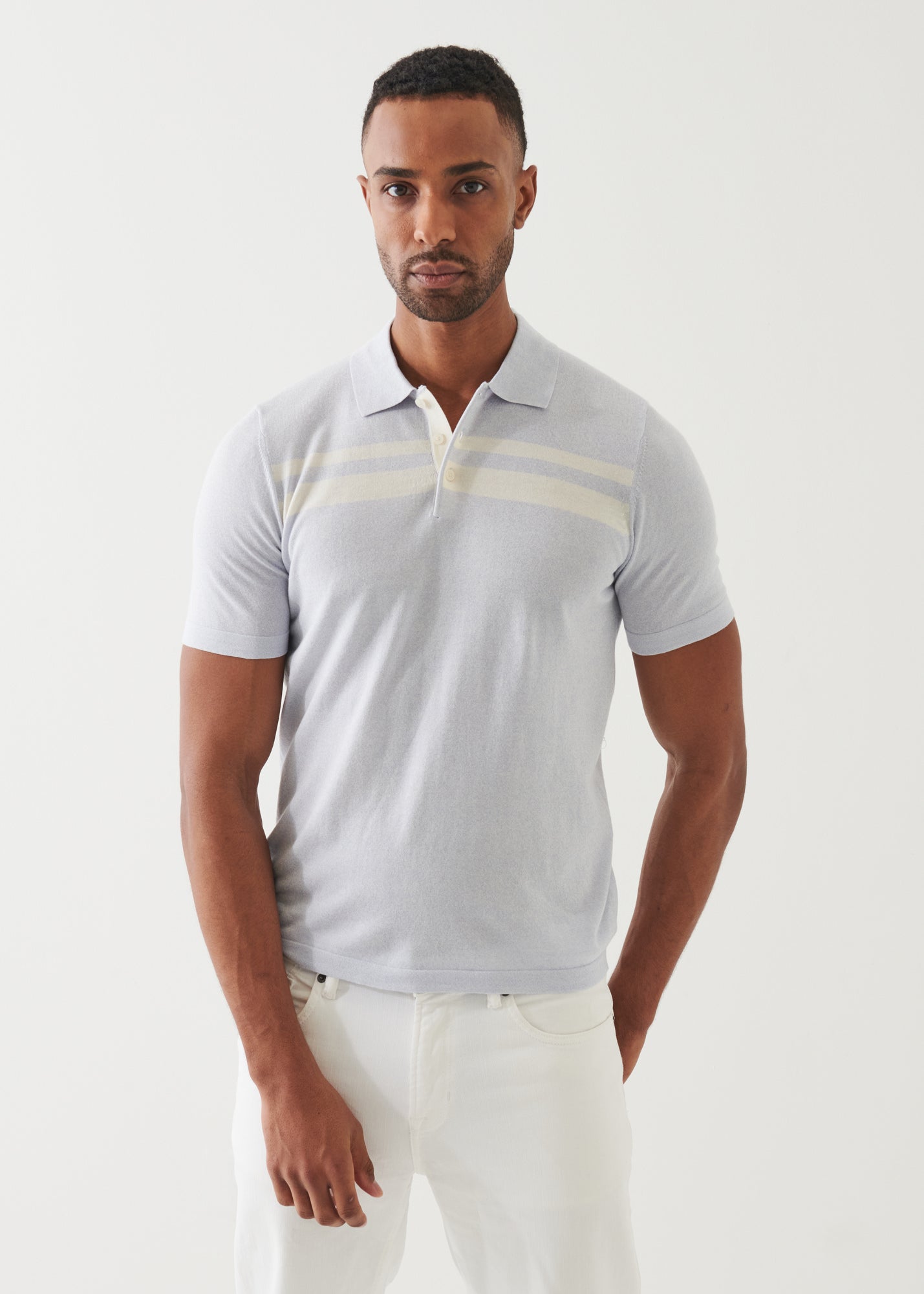 Cotton Cupro Striped Polo - PATRICK ASSARAF