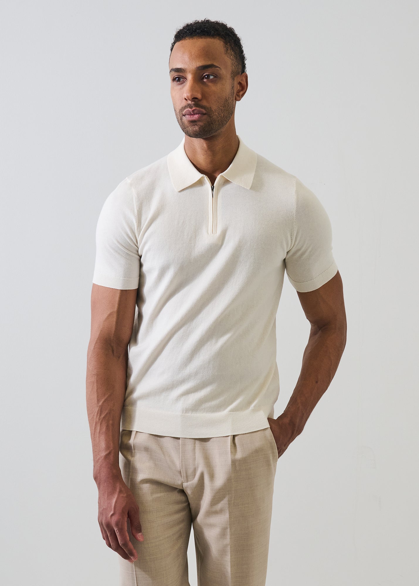 Cotton Blend Zip Polo - PATRICK ASSARAF
