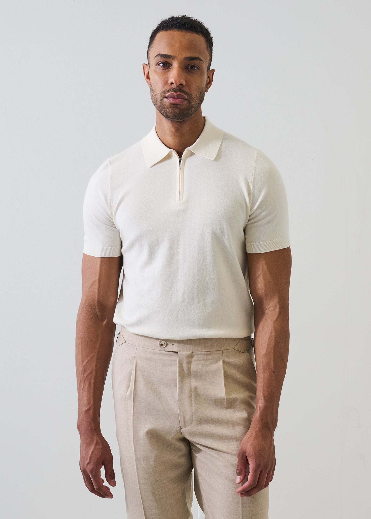 Cotton Blend Zip Polo - PATRICK ASSARAF