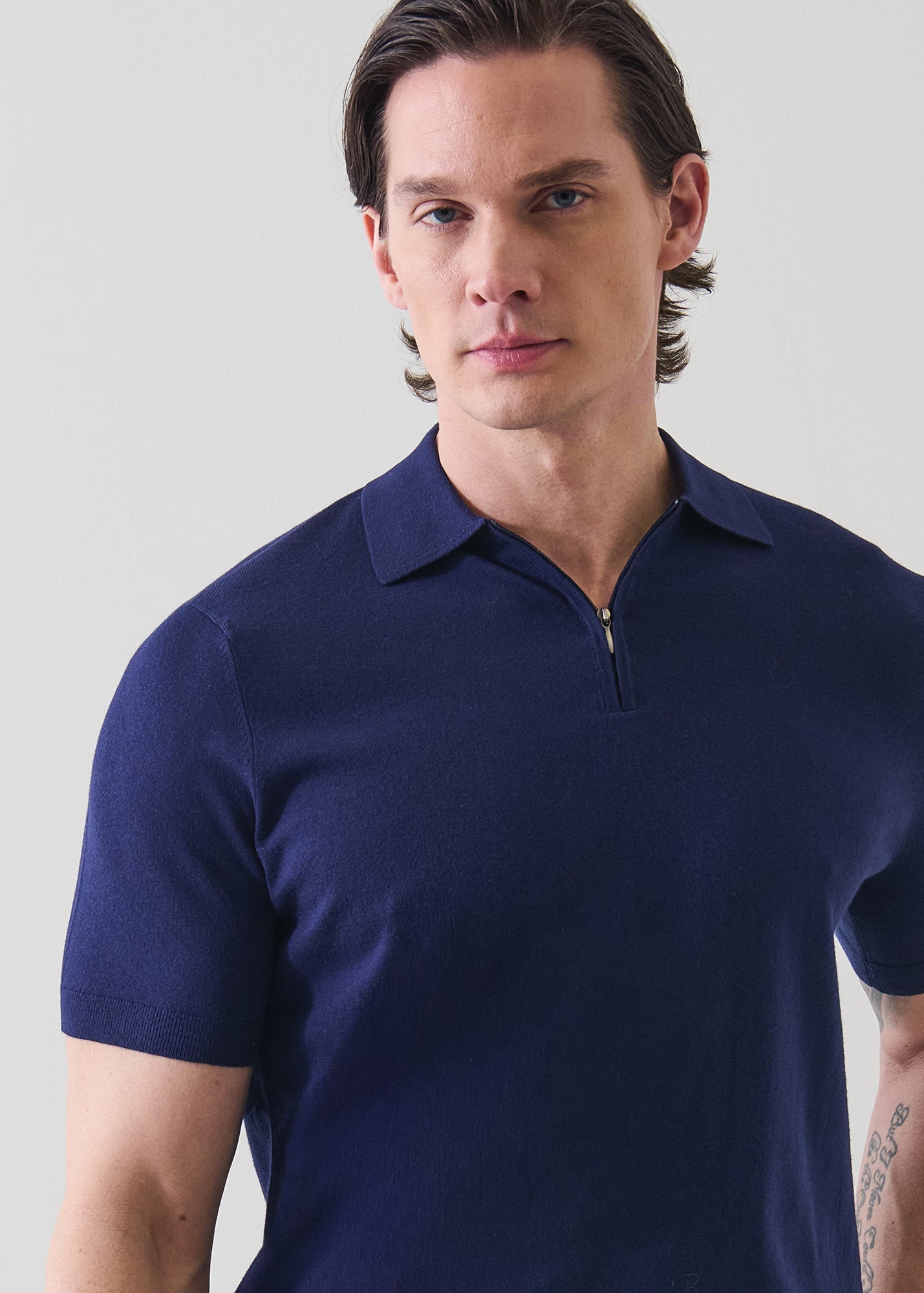 Cotton Blend Zip Polo - PATRICK ASSARAF