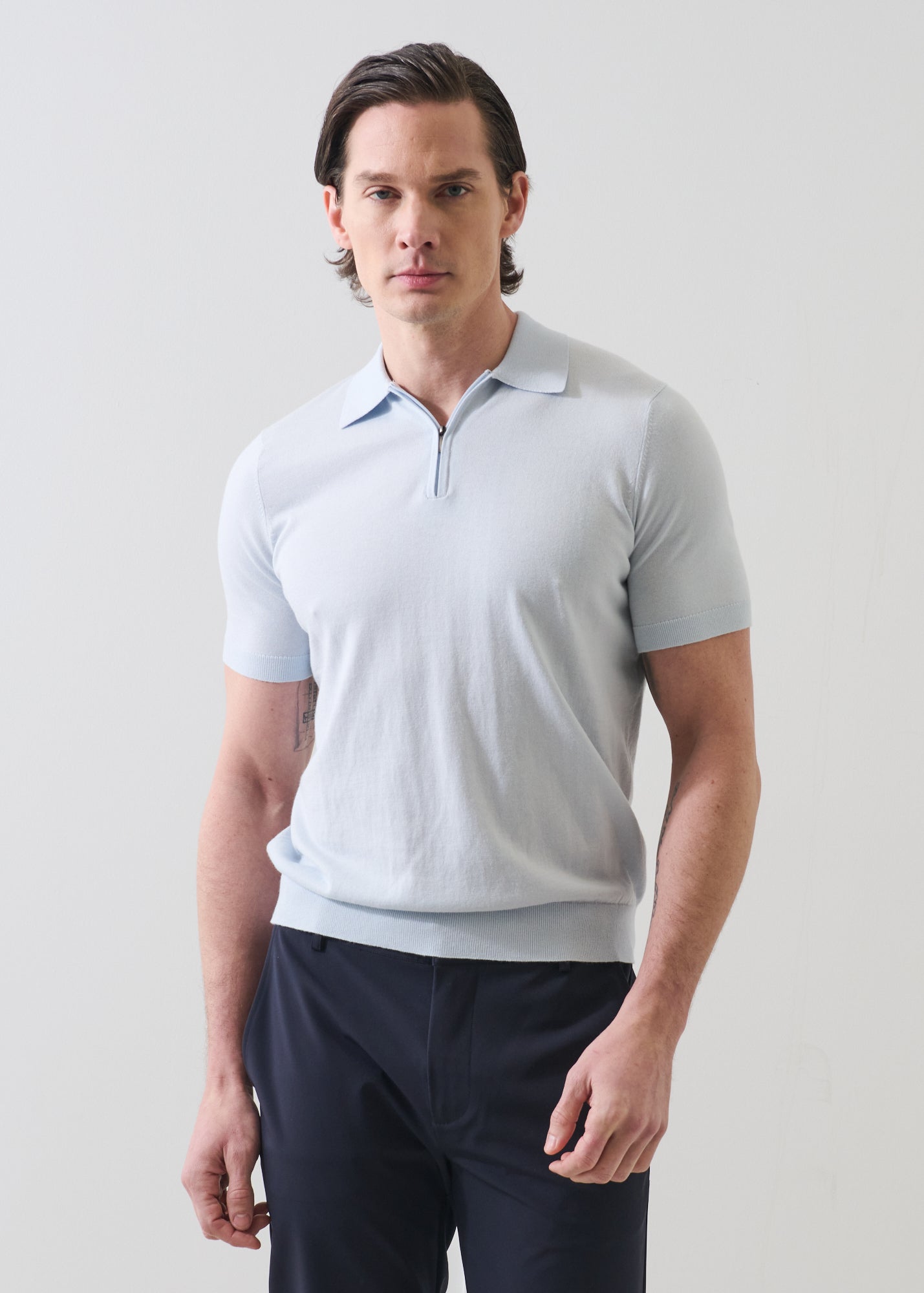 Cotton Blend Zip Polo - PATRICK ASSARAF