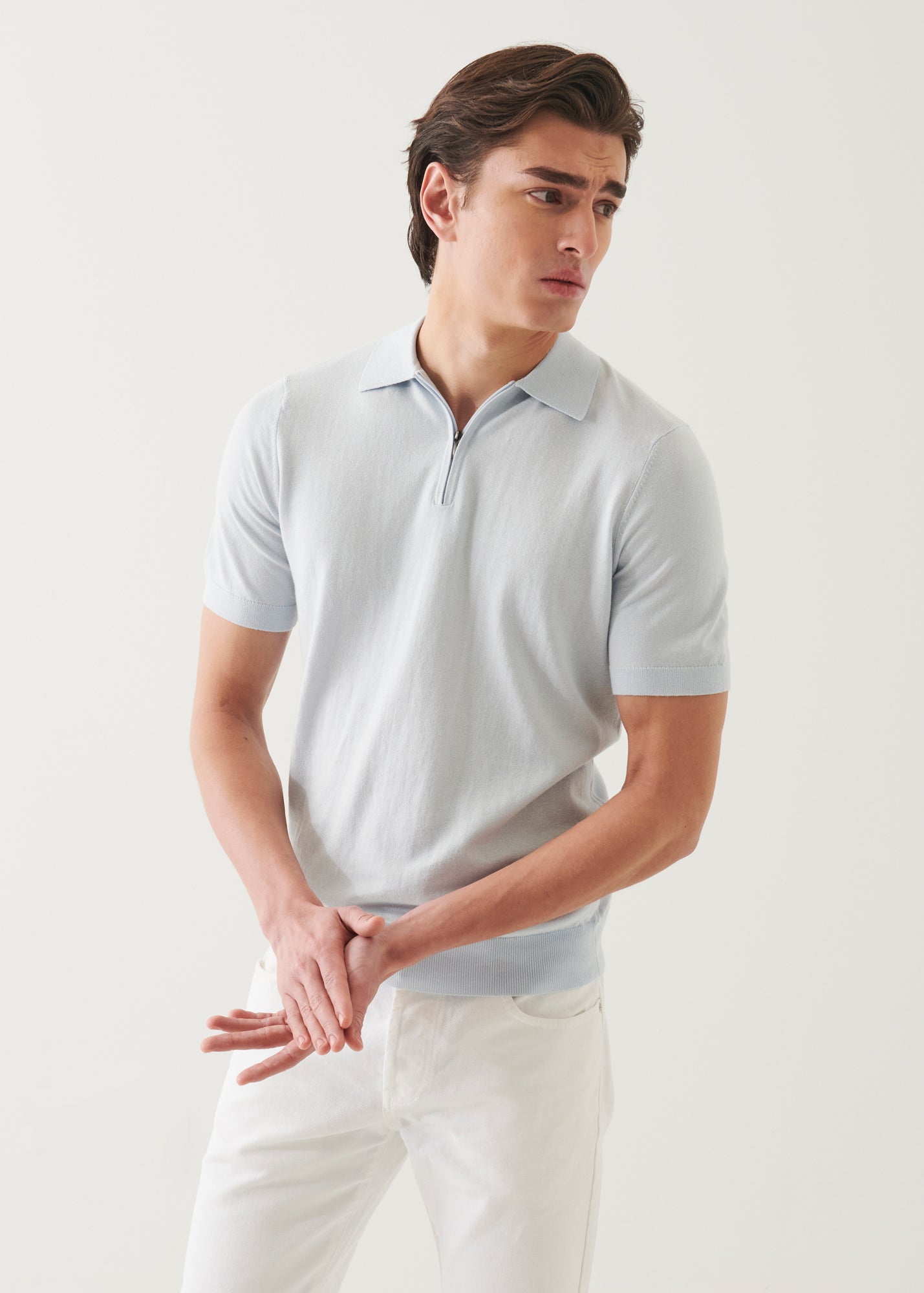 Cotton Cashmere Quarter Zip Polo