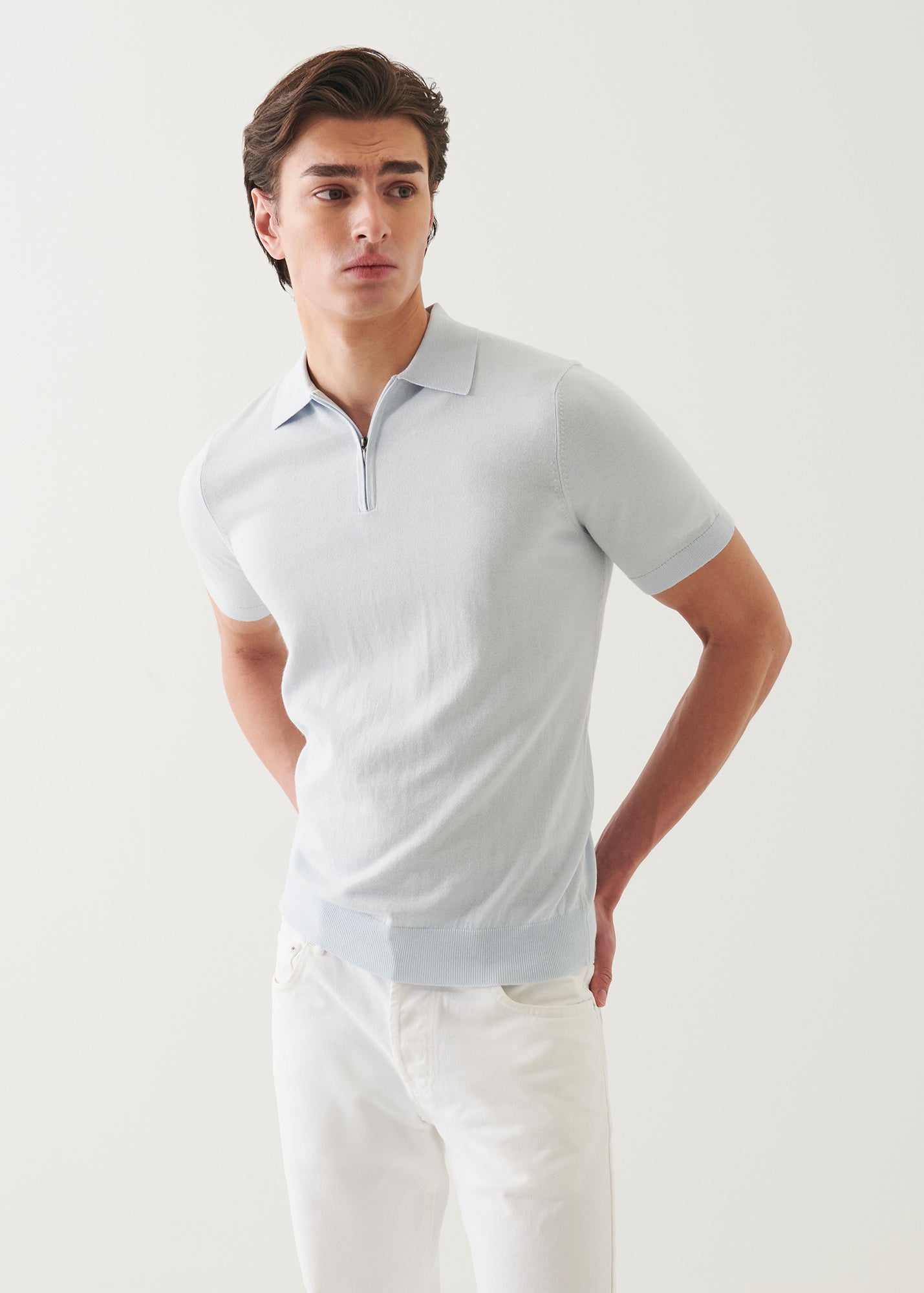 Cotton Cashmere Quarter Zip Polo
