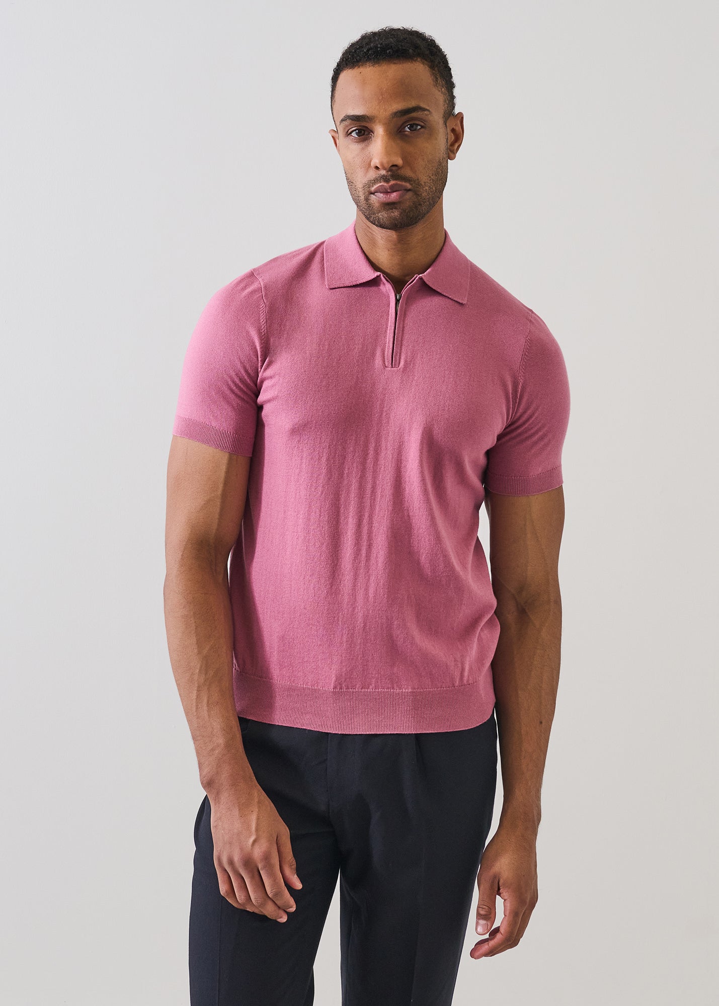 Cotton Blend Zip Polo - PATRICK ASSARAF