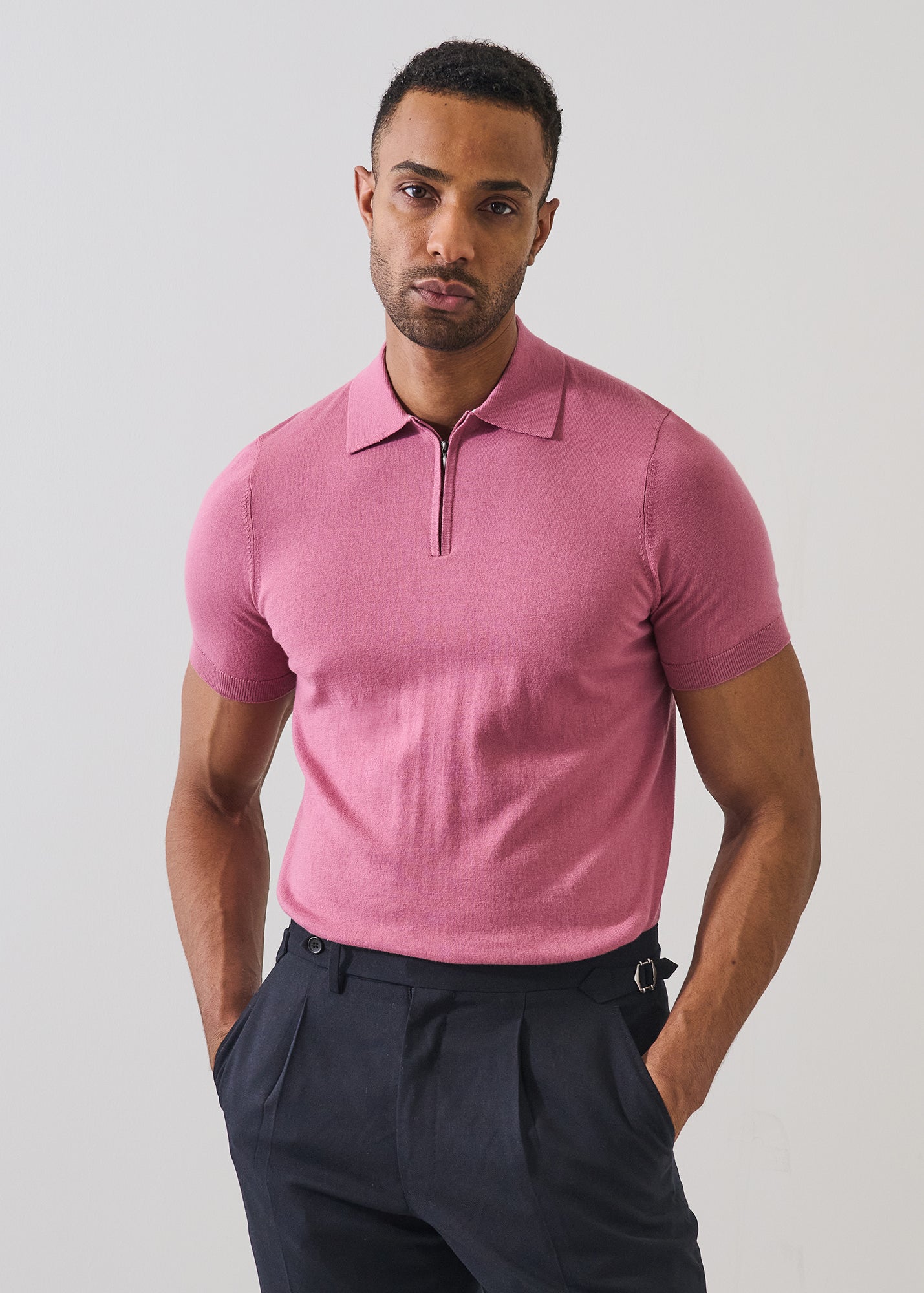 Cotton Blend Zip Polo - PATRICK ASSARAF
