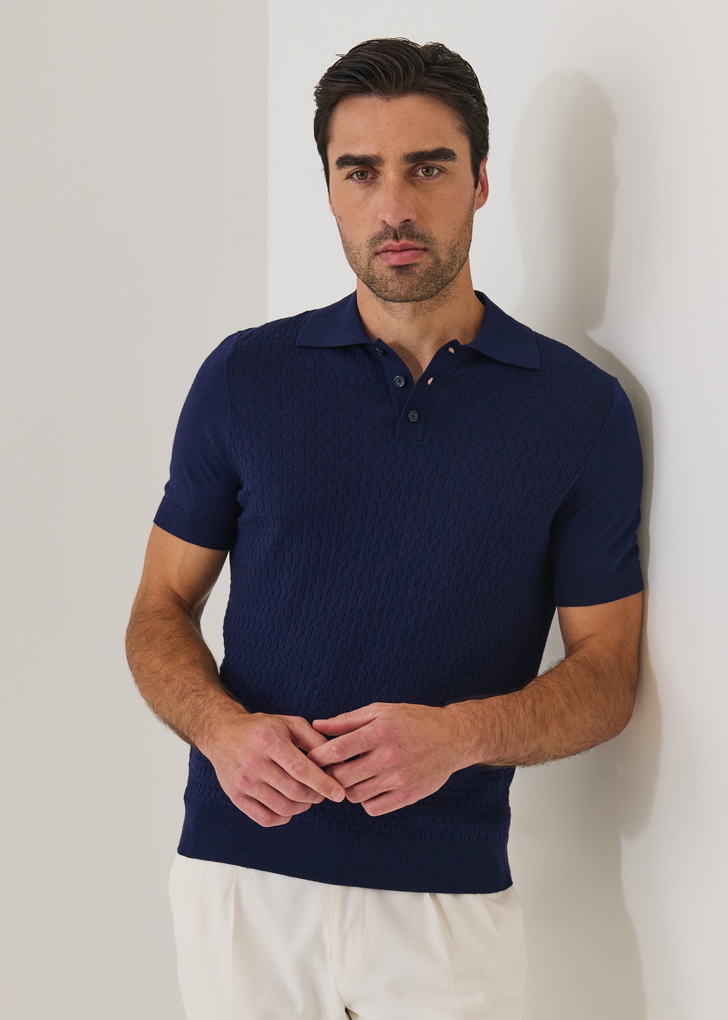 Cotton Blend Triangle Stitch Polo