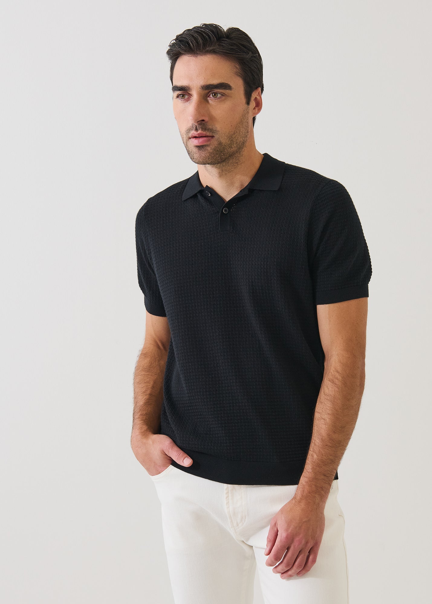 Cotton Blend Honeycomb Stitch Polo - PATRICK ASSARAF