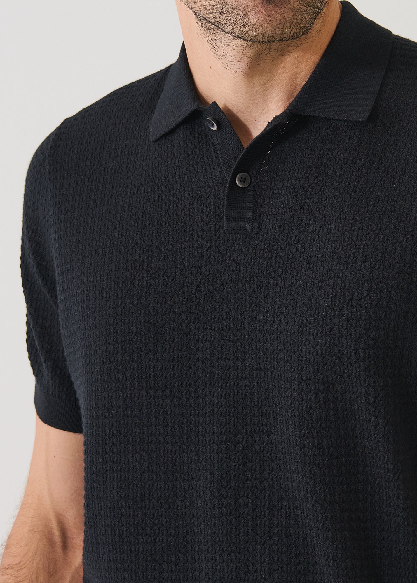 Cotton Blend Honeycomb Stitch Polo - PATRICK ASSARAF
