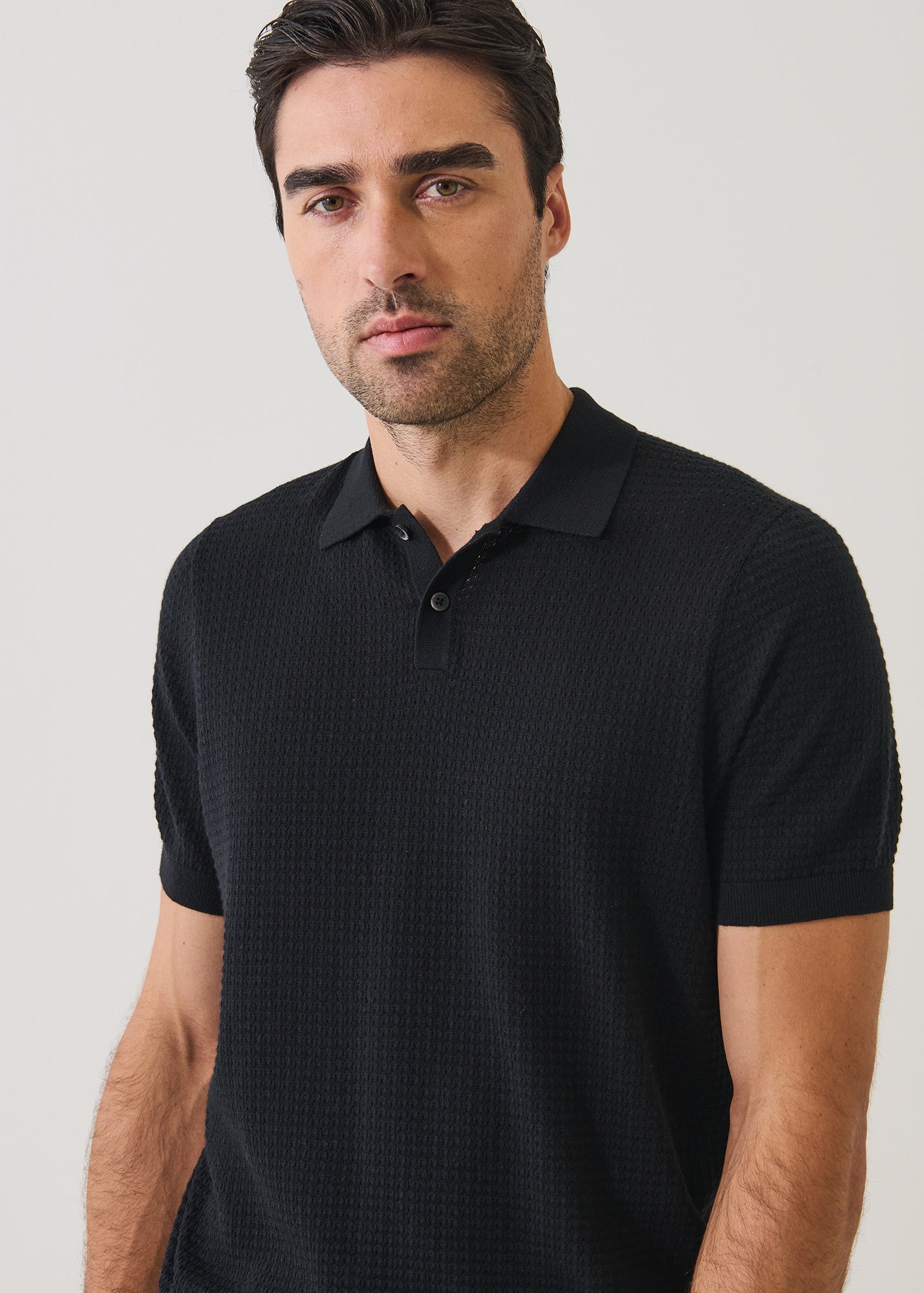 Cotton Blend Honeycomb Stitch Polo - PATRICK ASSARAF
