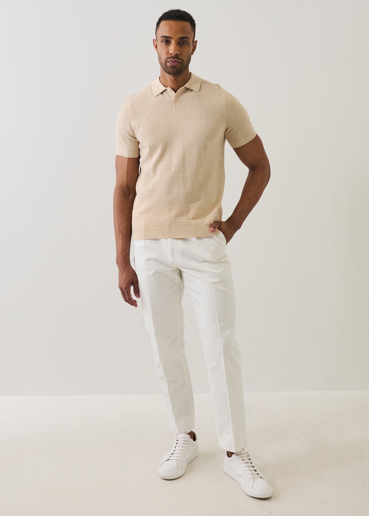 Cotton Blend Honeycomb Stitch Polo - PATRICK ASSARAF