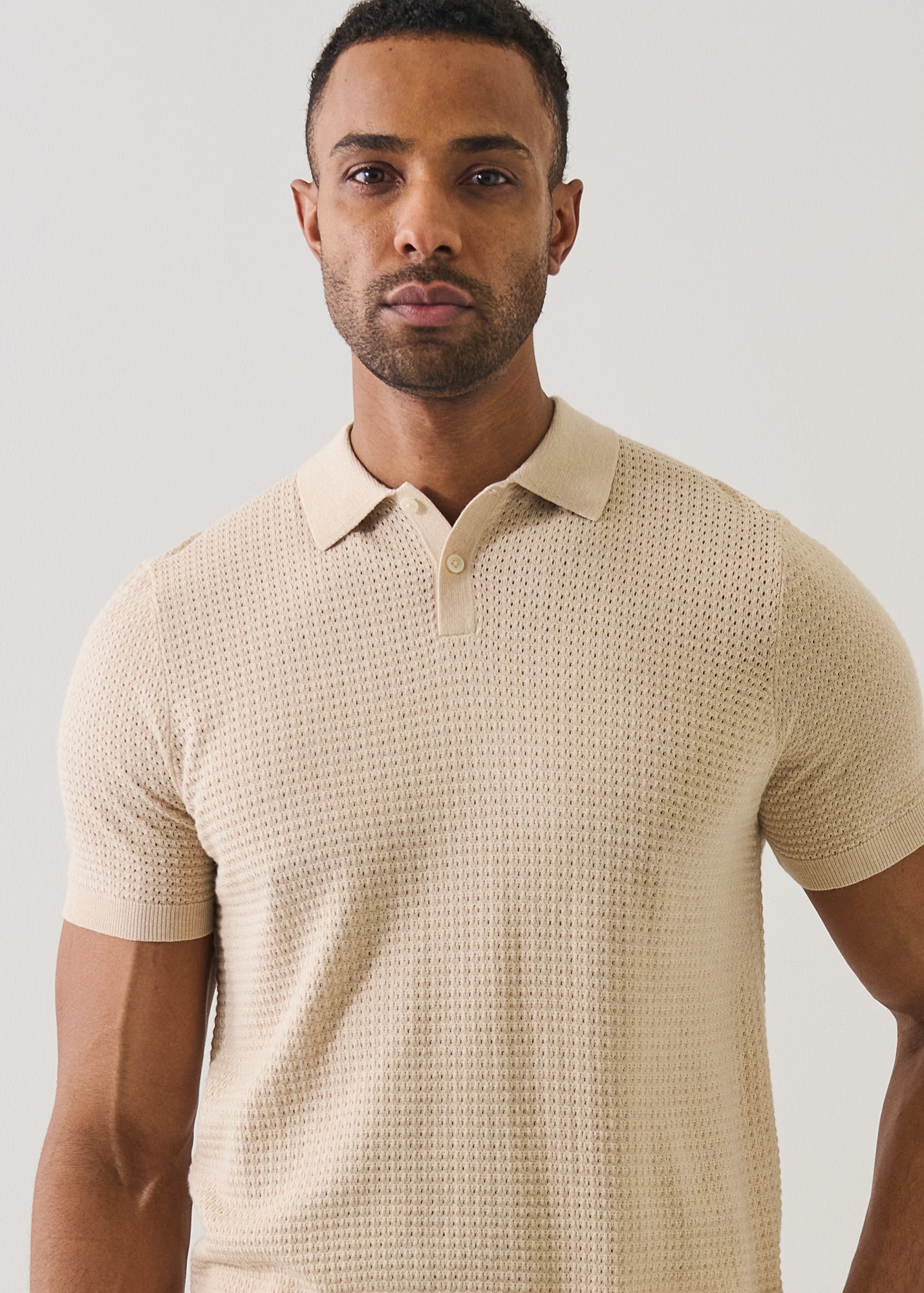 Cotton Blend Honeycomb Stitch Polo - PATRICK ASSARAF