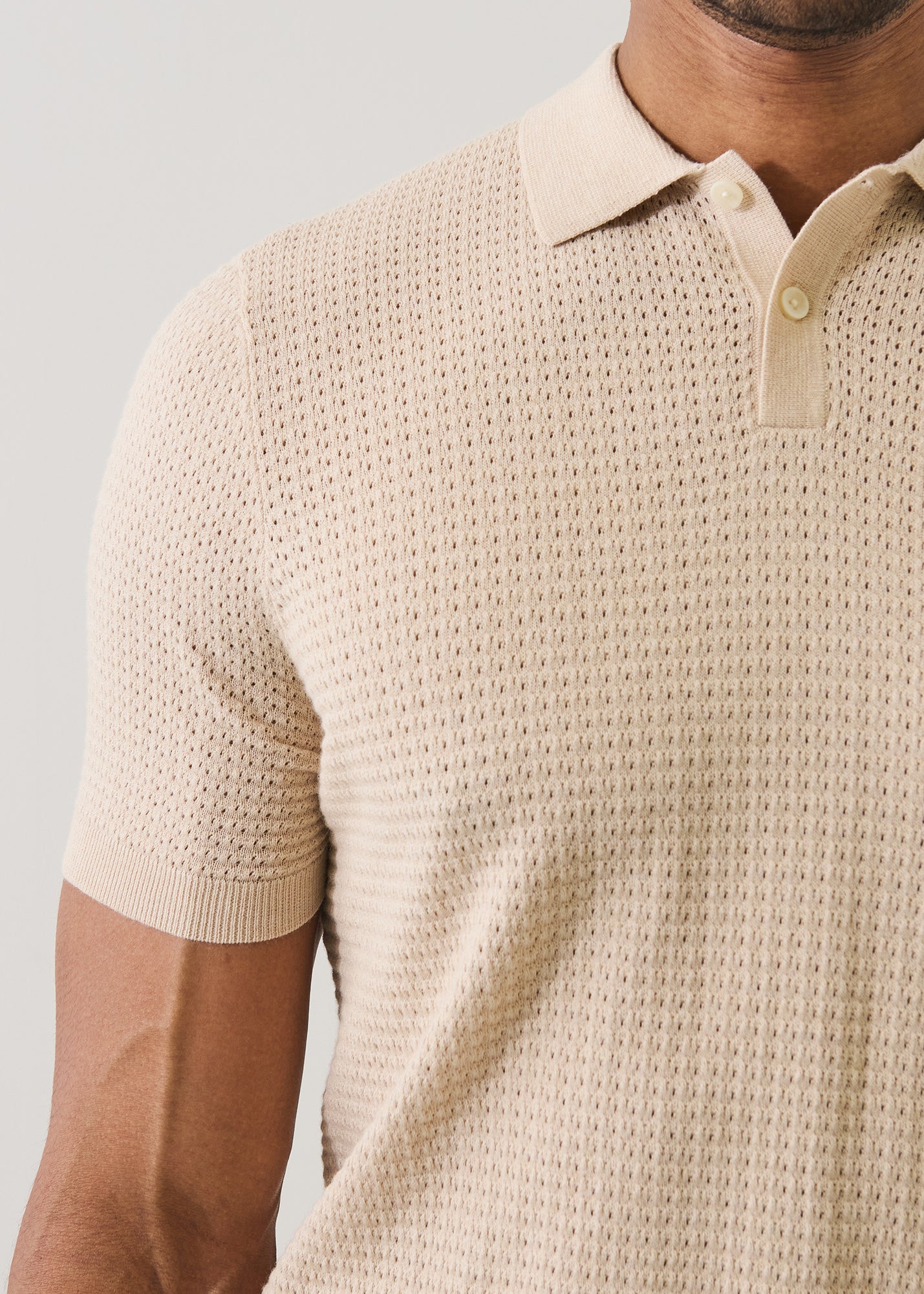 Cotton Blend Honeycomb Stitch Polo - PATRICK ASSARAF