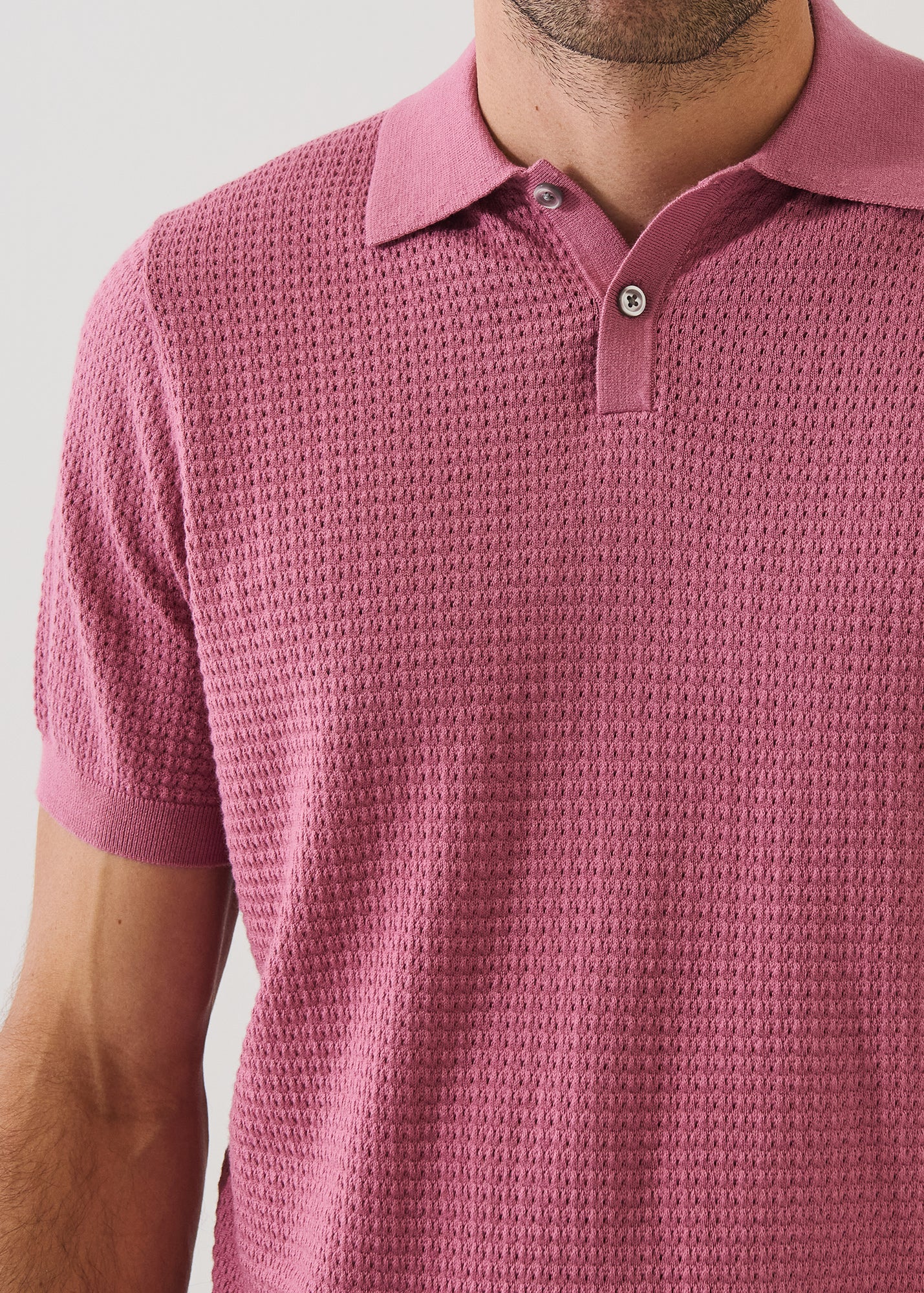 Cotton Blend Honeycomb Stitch Polo - PATRICK ASSARAF