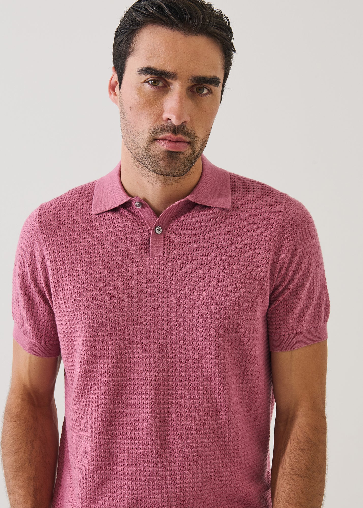 Cotton Blend Honeycomb Stitch Polo - PATRICK ASSARAF