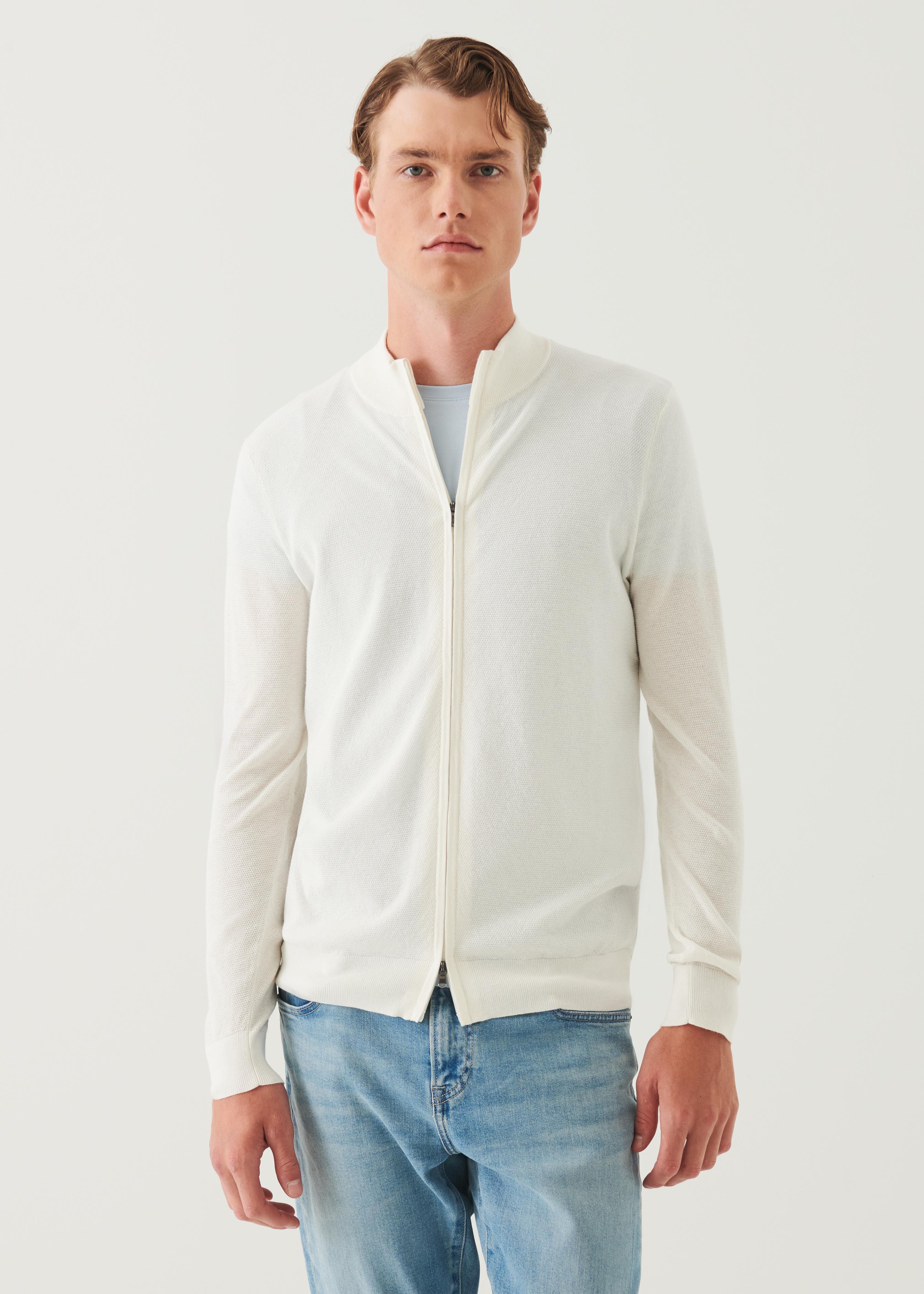 Cotton Cashmere Seed Stitch Full Zip Cardigan - PATRICK ASSARAF