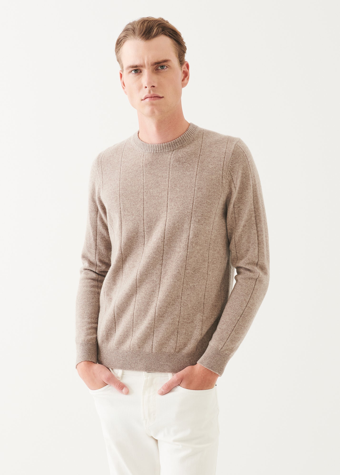Wool Cashmere Blend Drop Needle Crewneck - PATRICK ASSARAF