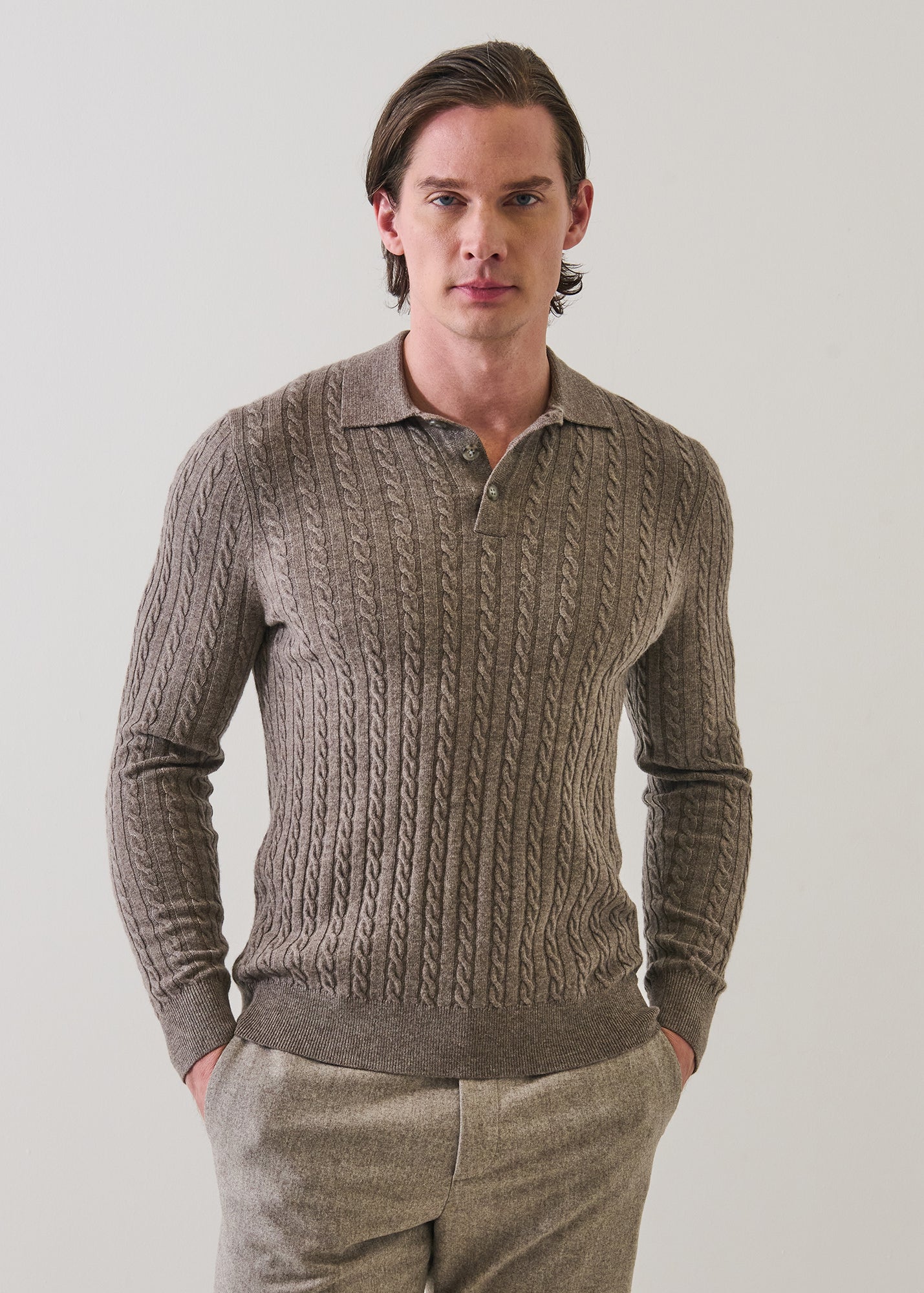 Merino-Cashmere Cable Polo - PATRICK ASSARAF