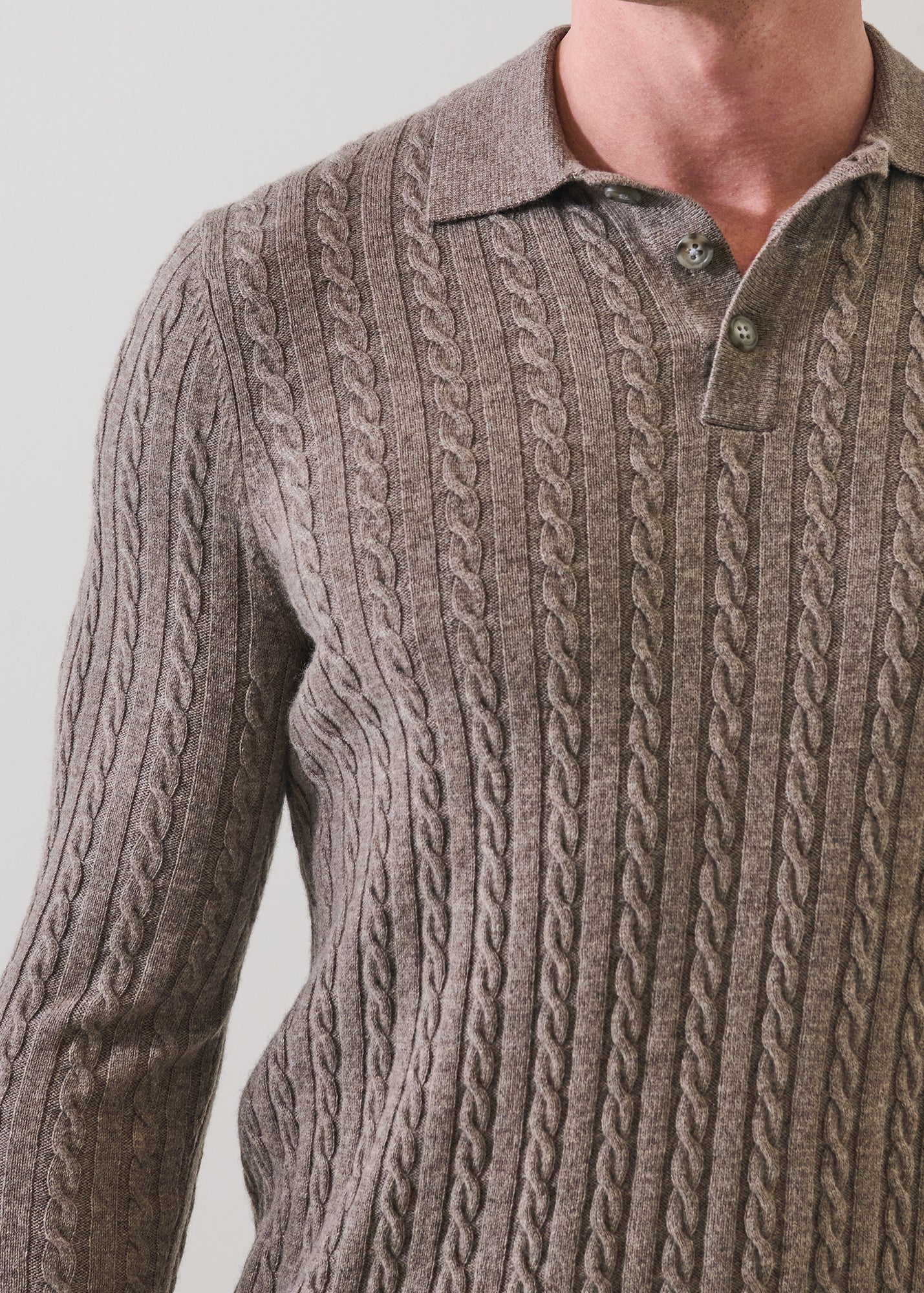Merino-Cashmere Cable Polo - PATRICK ASSARAF