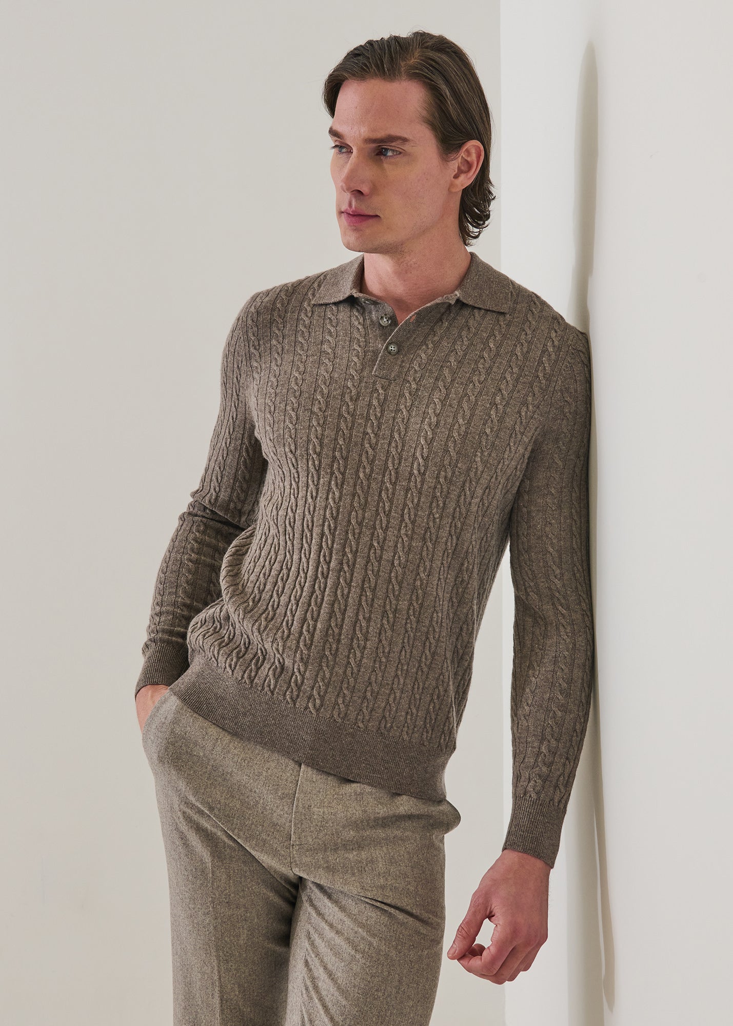 Merino-Cashmere Cable Polo - PATRICK ASSARAF