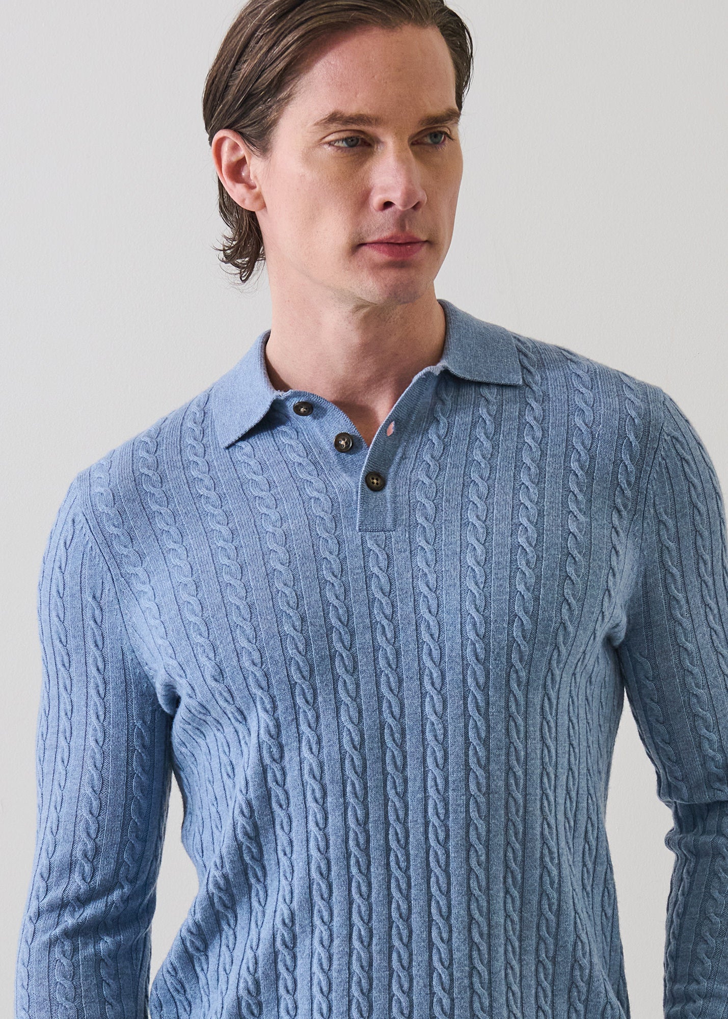 Merino-Cashmere Cable Polo - PATRICK ASSARAF