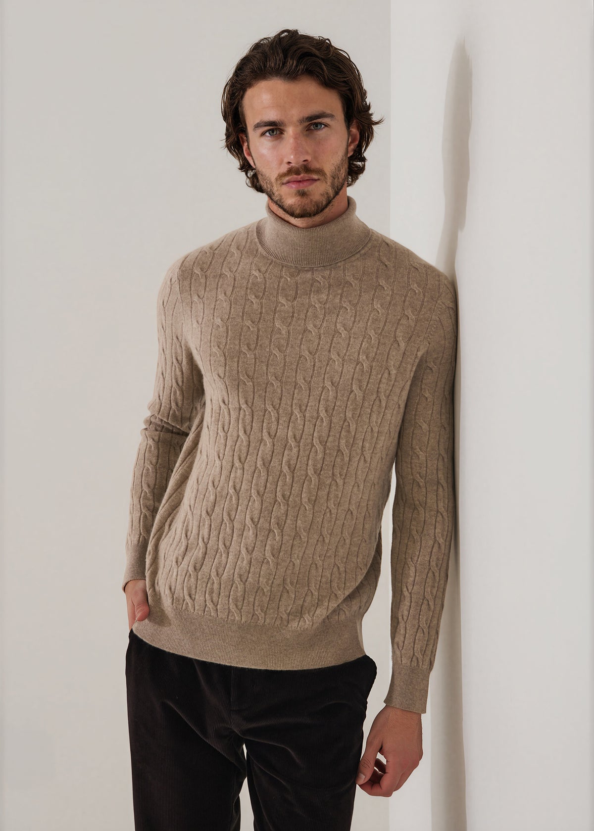 Merino-Cashmere Cable Turtleneck - PATRICK ASSARAF