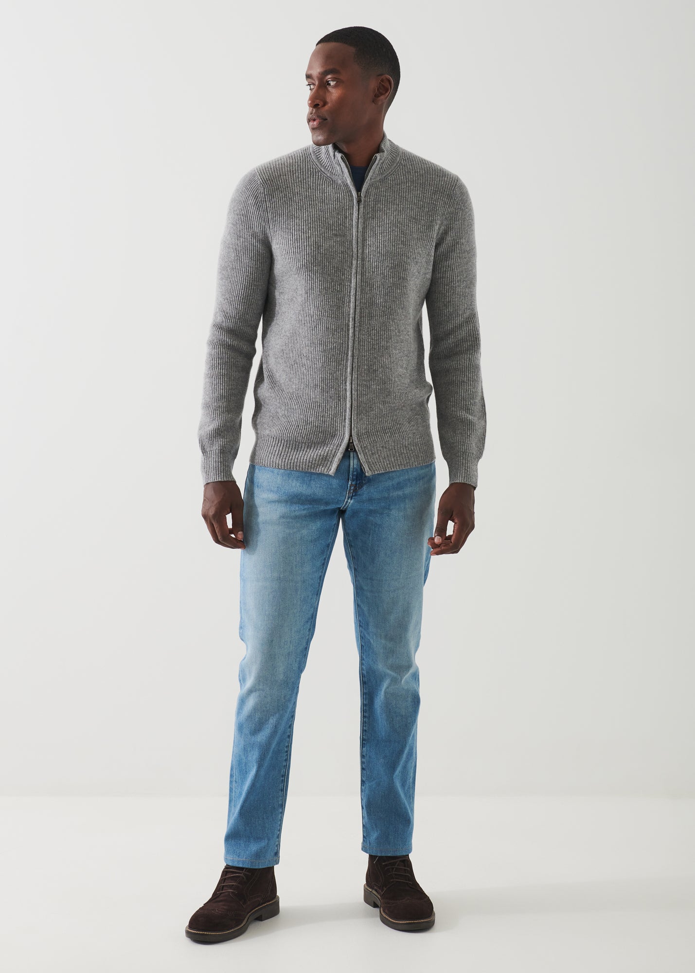 Ribbed Cashmere Full Zip