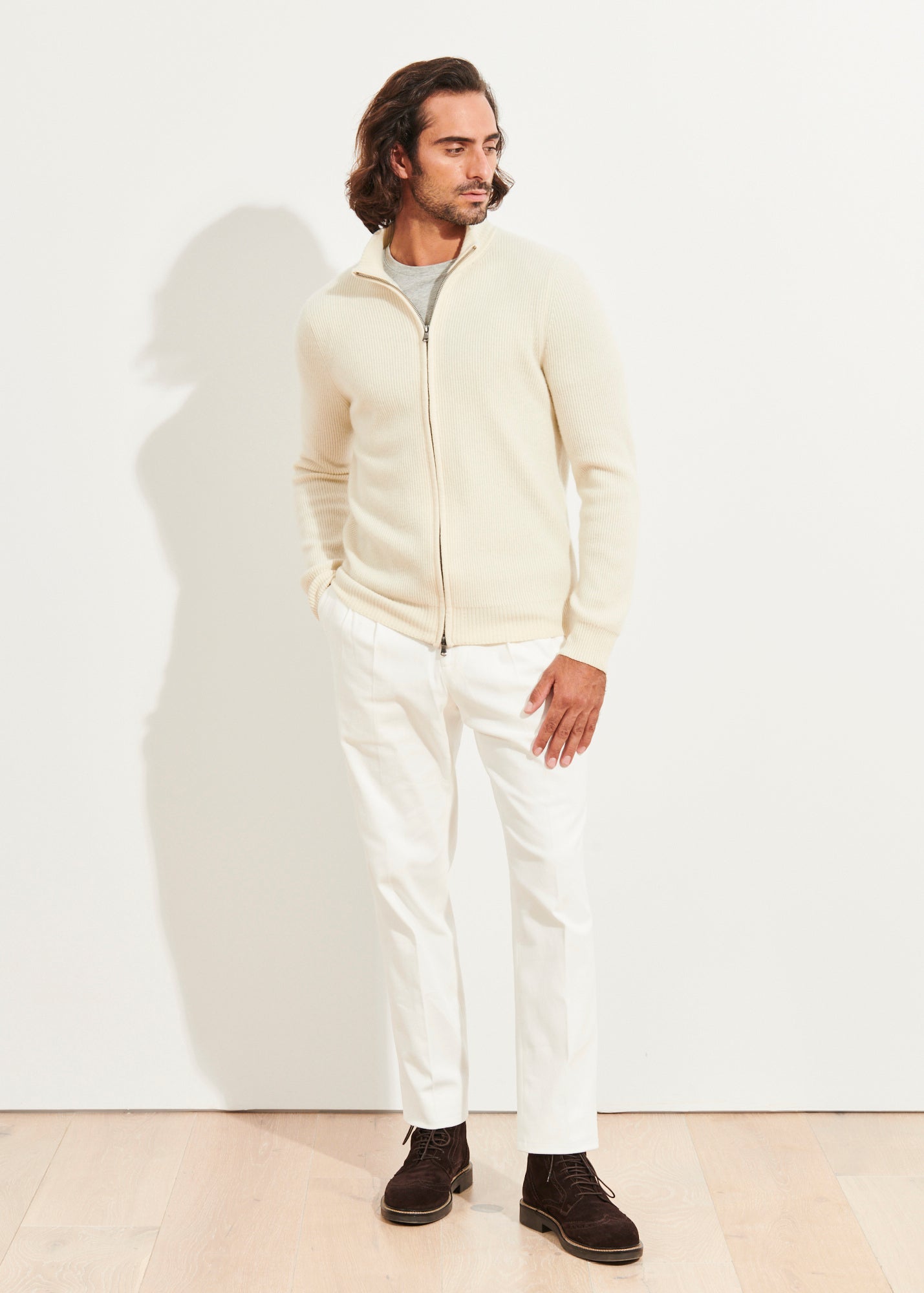 Ribbed Cashmere Full Zip