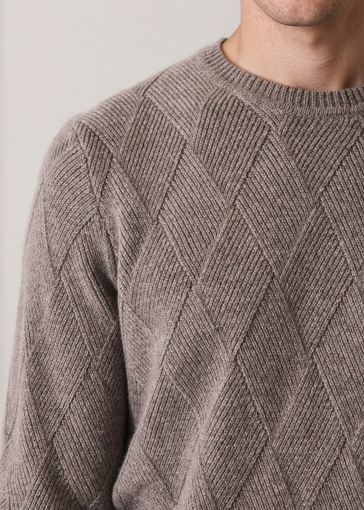Merino-Cashmere Diamond Twill Crew Neck - PATRICK ASSARAF