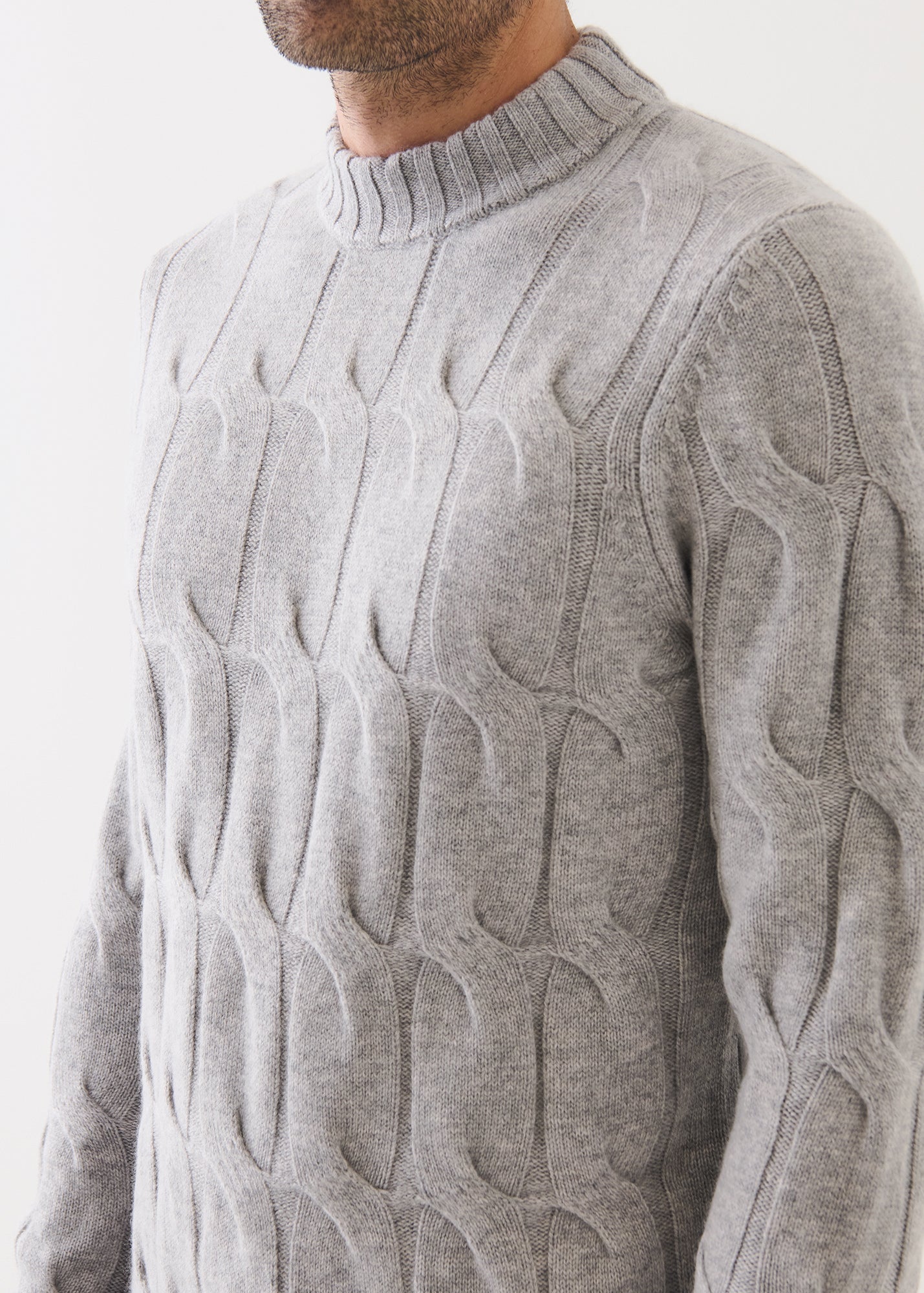Wool Cashmere Textured Mock Neck - PATRICK ASSARAF