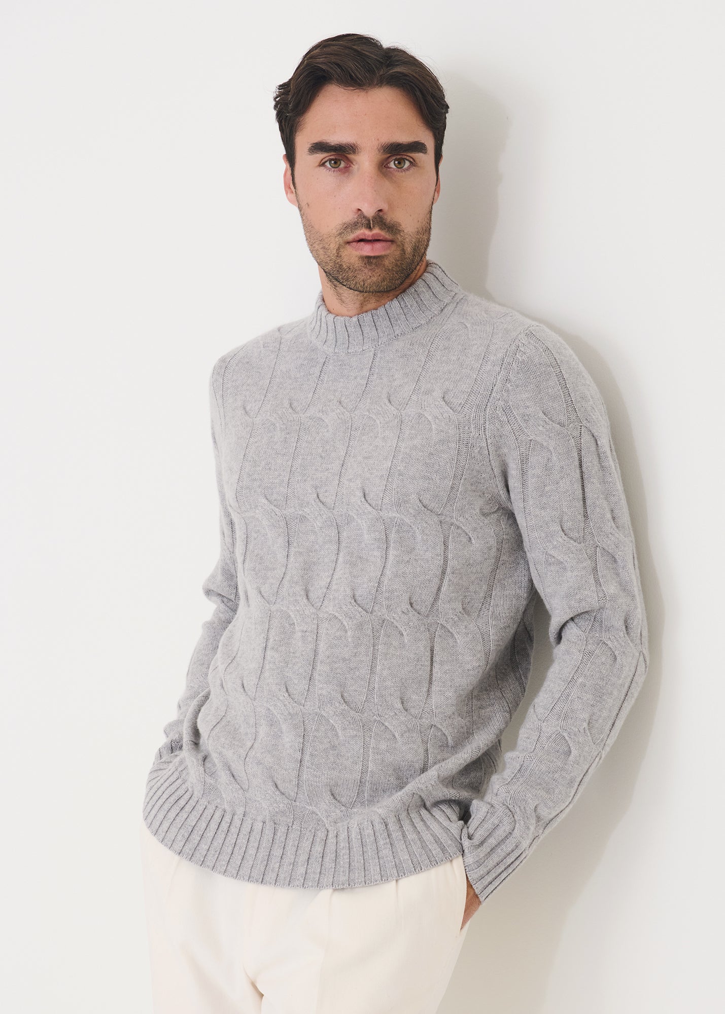 Wool Cashmere Textured Mock Neck - PATRICK ASSARAF