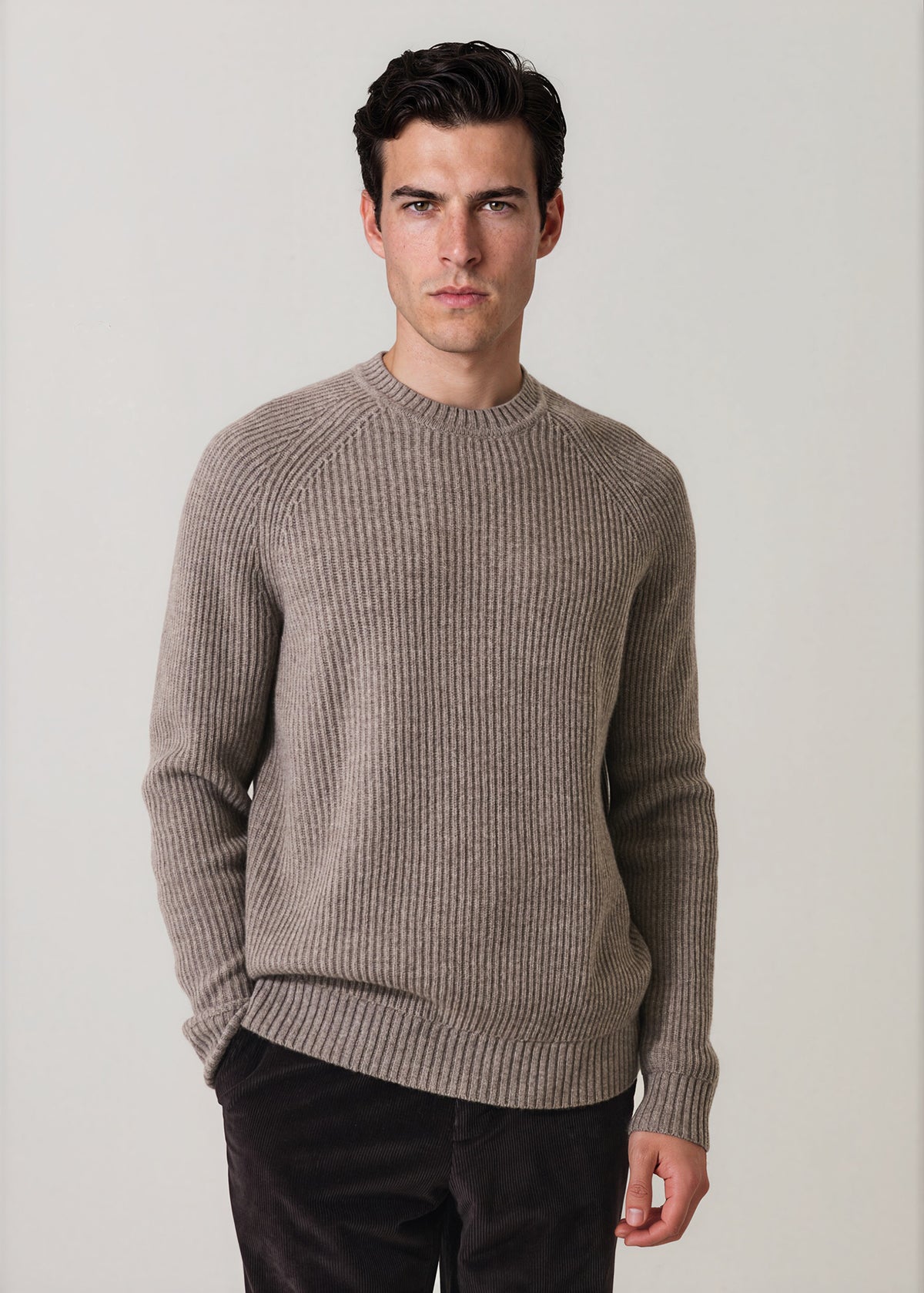 Merino-Cashmere Ribbed Raglan Crewneck - PATRICK ASSARAF