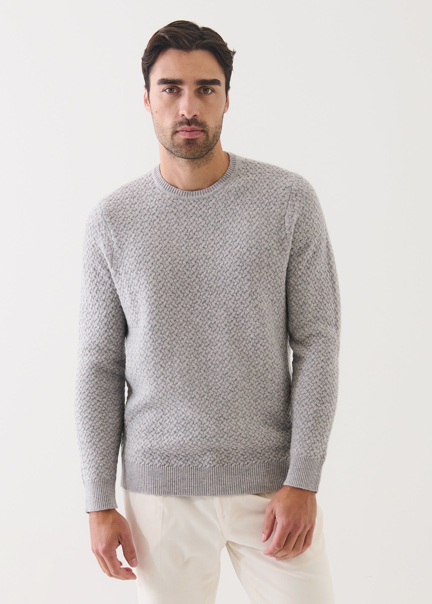 Wool Cashmere Basket Weave Crewneck